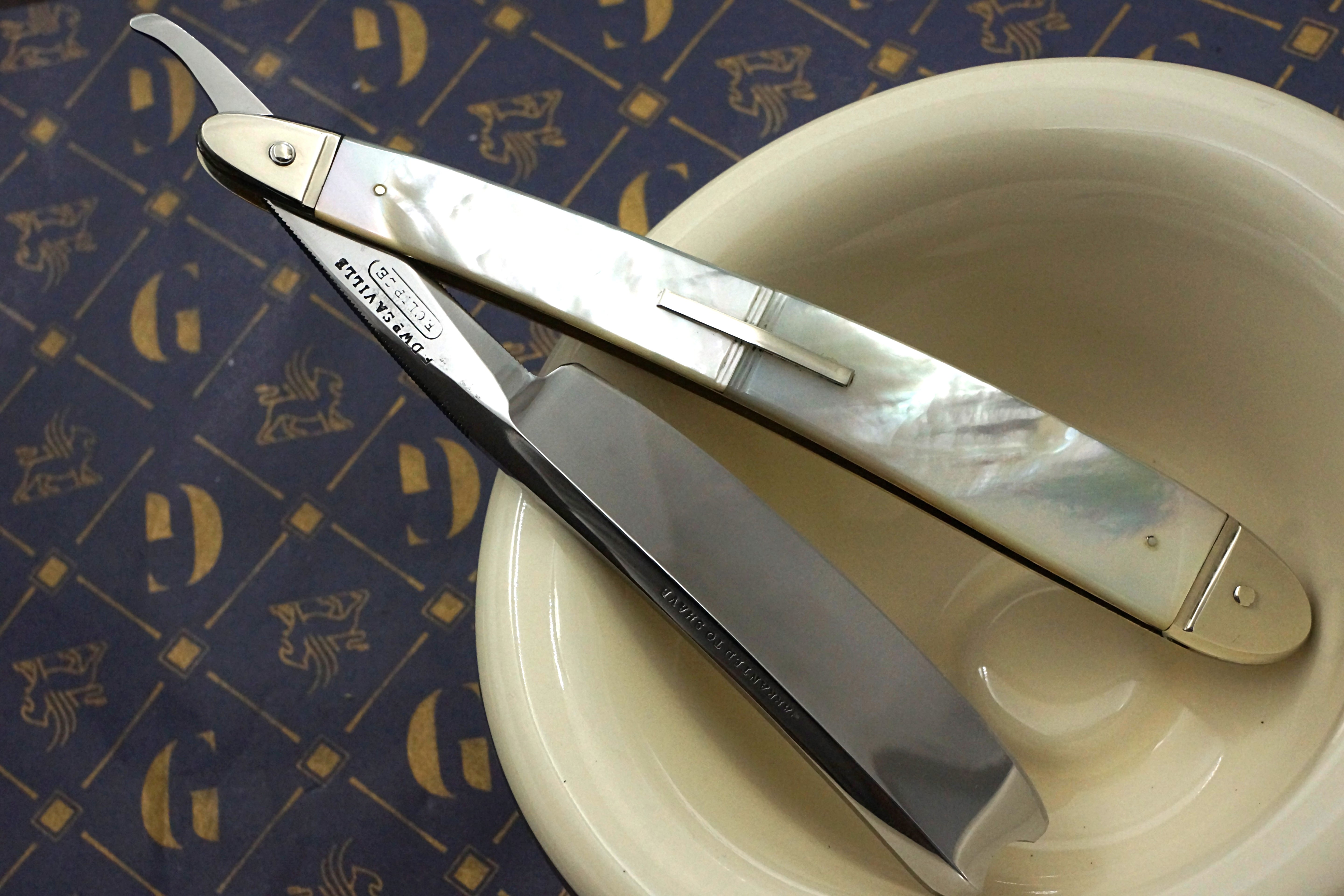 Edward Saville "Eclipse" 6/8 - Fancy Grind Fully Restored Mother of Pearl Scaled Sheffield Straight Razor - Shave Ready