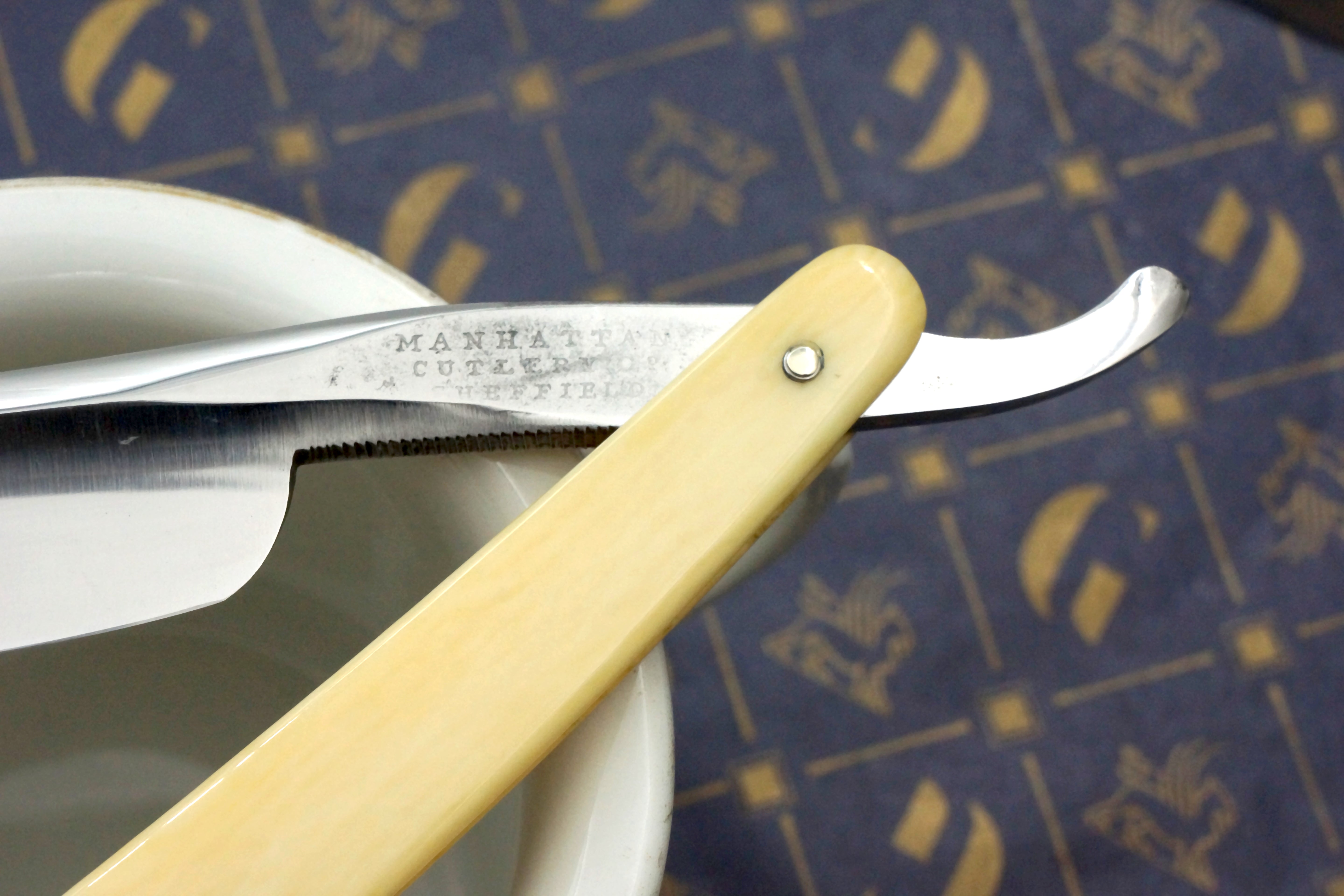 Manhattan Cutlery Co. - Restored 7/8 Sheffield Straight Razor with Ivory Scales - Shave Ready