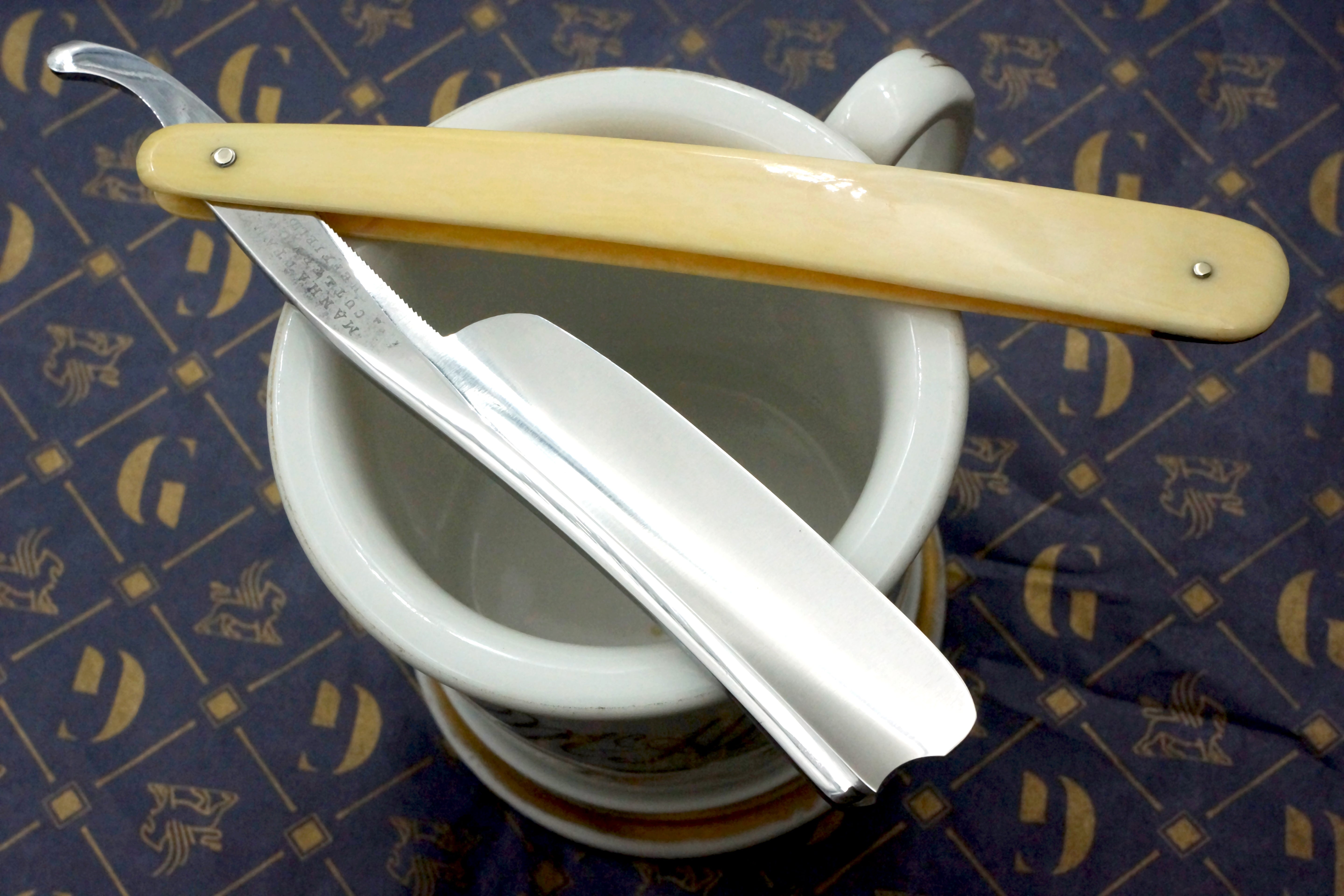 Manhattan Cutlery Co. - Restored 7/8 Sheffield Straight Razor with Ivory Scales - Shave Ready