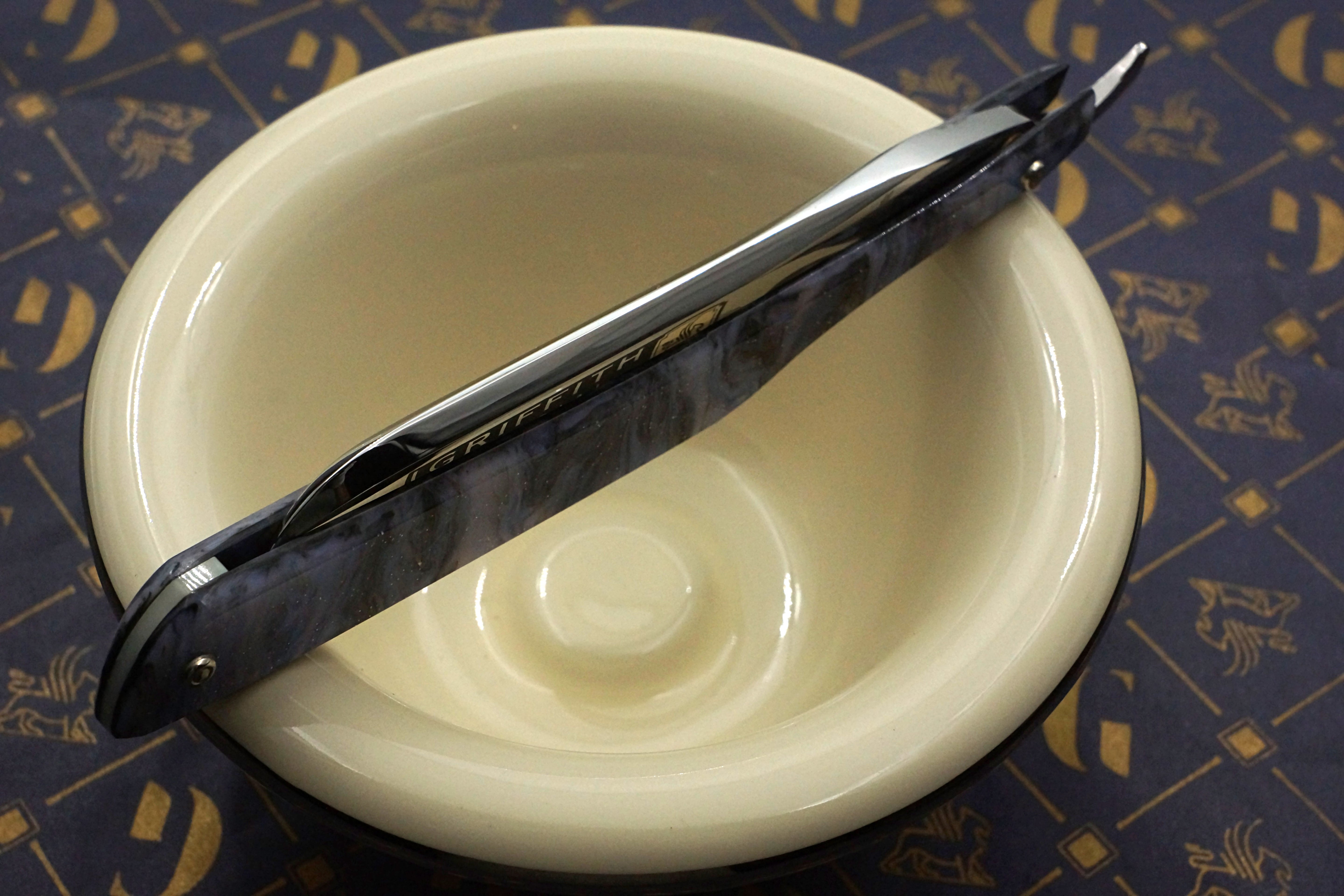Griffith 13/16 Full Hollow Blade - Purple Starry Sky Acrylic Scales Artisan Straight Razor