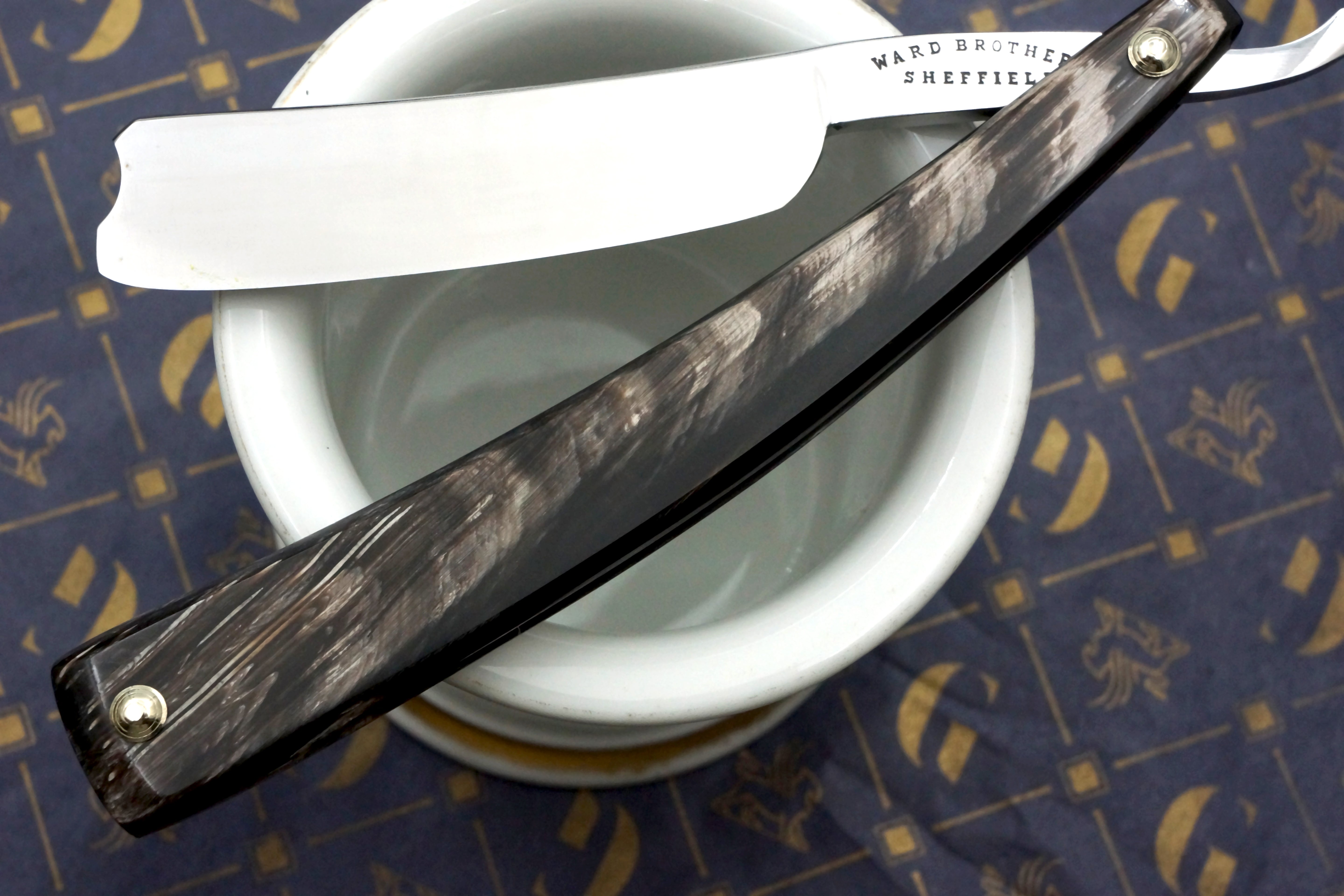 Ward Bros. 6/8 Near Wedge Blade with New Horn Scales - Fully Restored Sheffield Straight Razor - Shave Ready