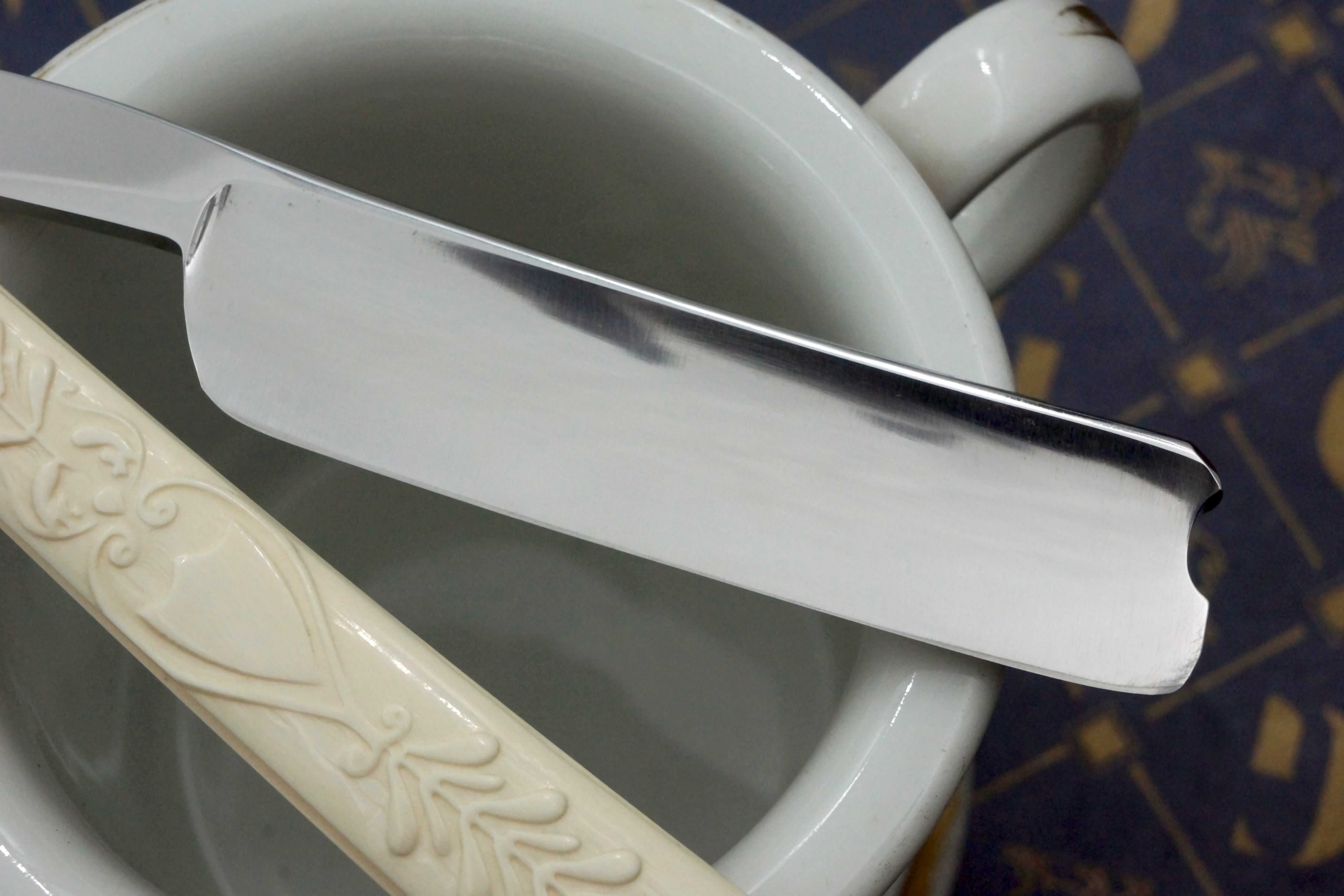 J.C. Vickery Regent St. 6/8 Blade with Fancy Carved Mammoth Ivory Scales Sheffield Straight Razor - Shave Ready