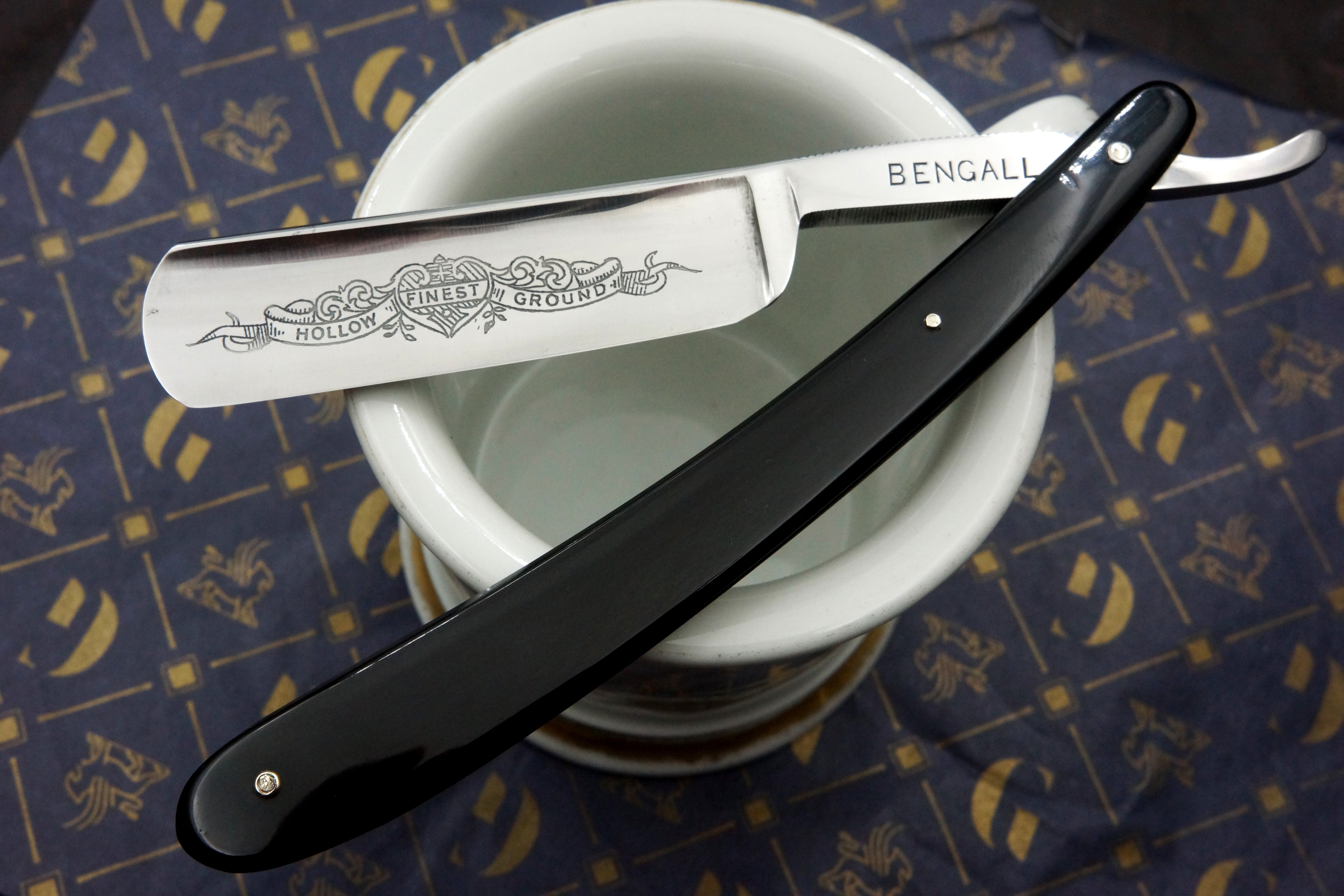 T.R. Cadman & Sons "Bengall" Etched Full Hollow - 13/16 Excellent Restored Sheffield Straight Razor - Shave Ready
