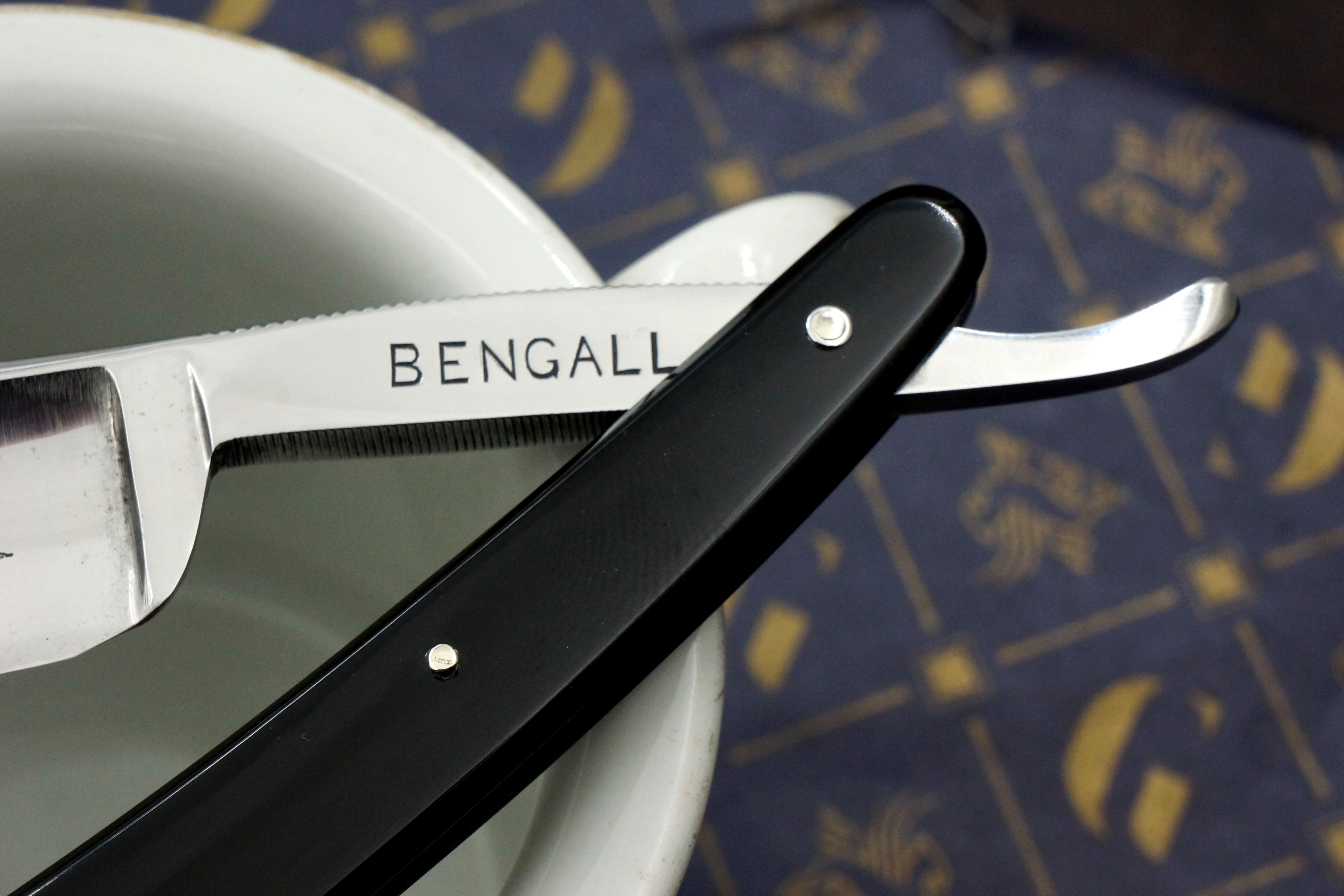 T.R. Cadman & Sons "Bengall" Etched Full Hollow - 13/16 Excellent Restored Sheffield Straight Razor - Shave Ready