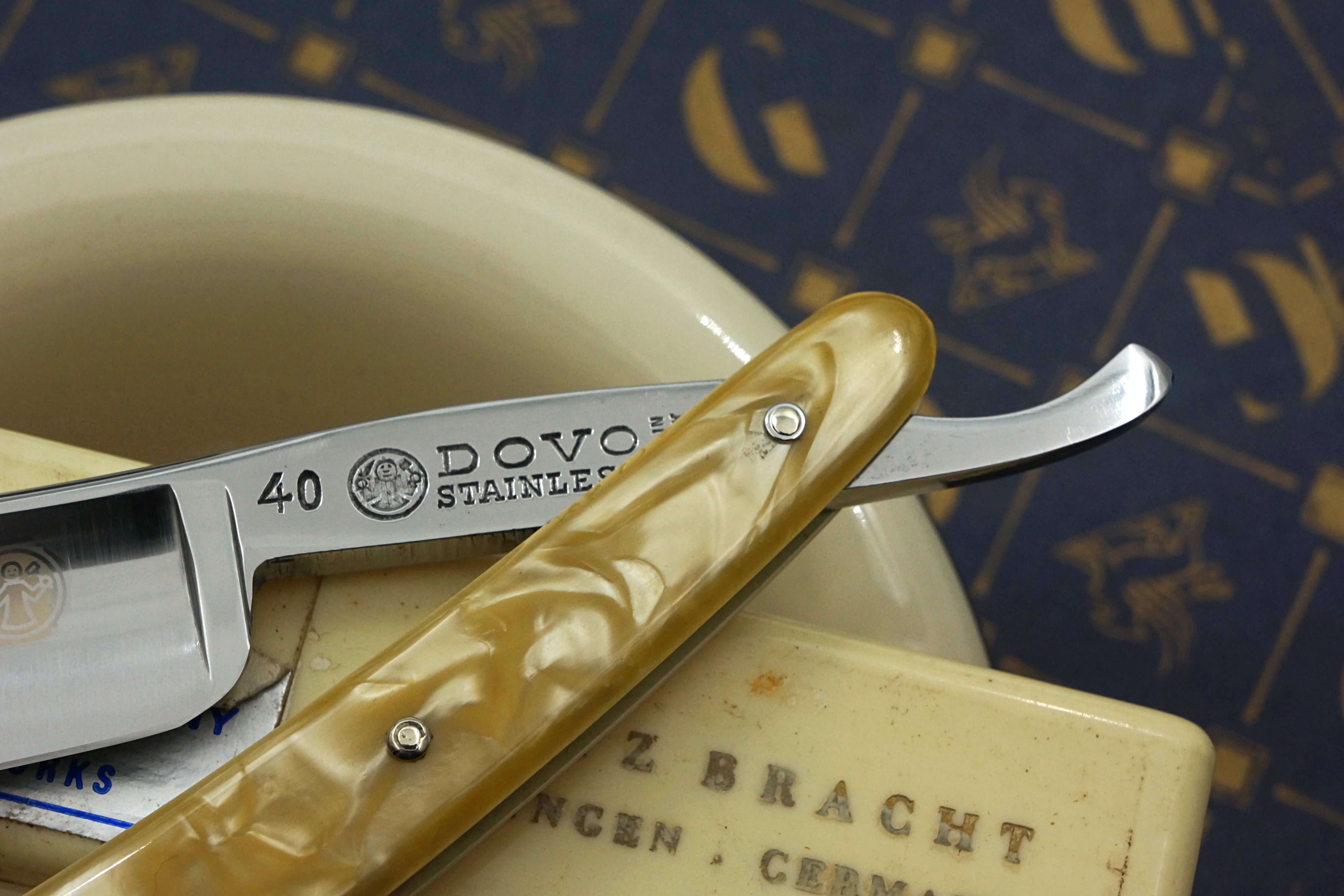 Fritz Bracht Dovo Inox No.40 13/16 Blade Cracked Ice Scales - Excellent++ Vintage Solingen Straight Razor - Shave Ready