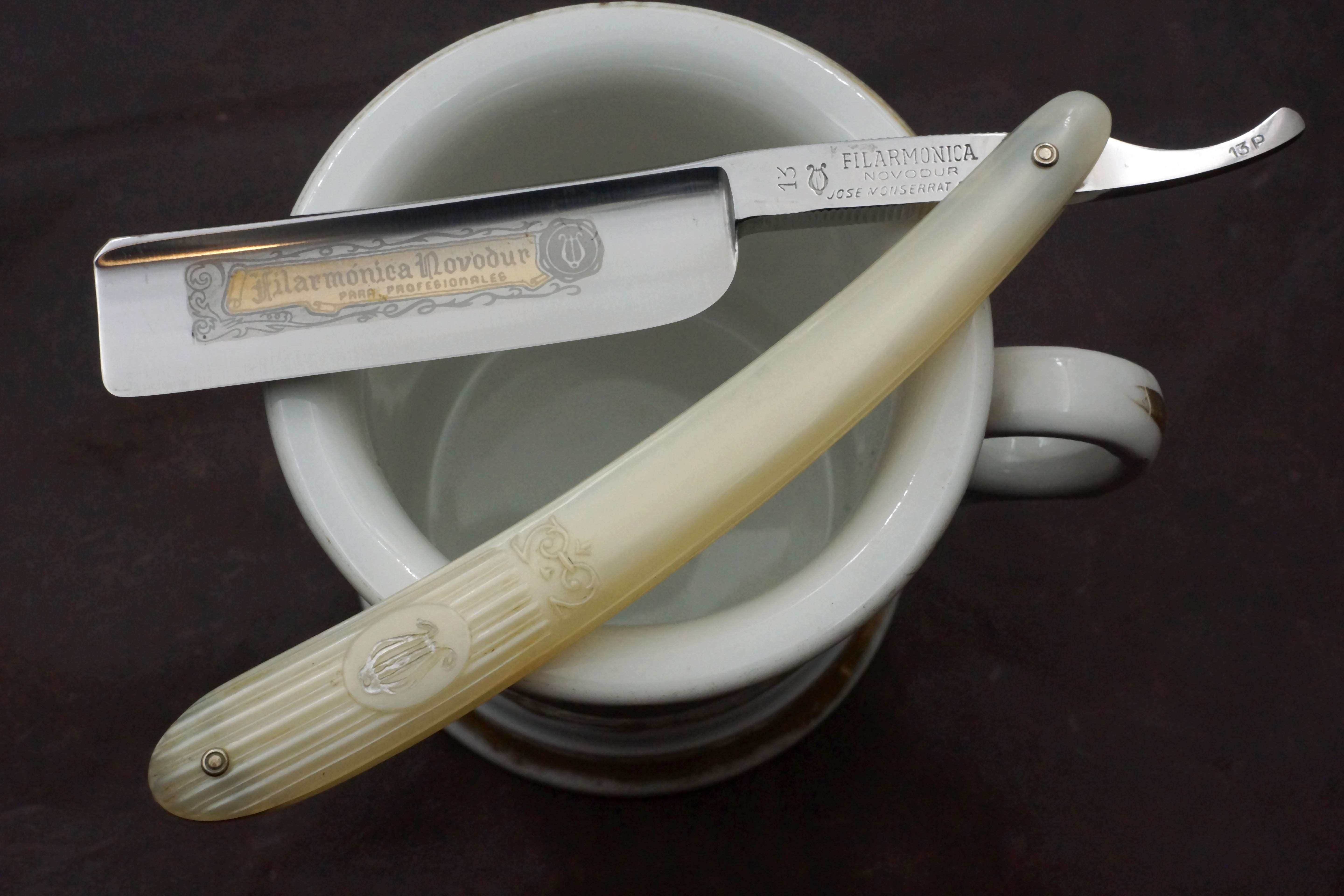 Filarmonica JMP No. 13 Novodur 13/16 Full Hollow Blade - Excellent Restored Vintage Spanish Straight Razor - Shave Ready