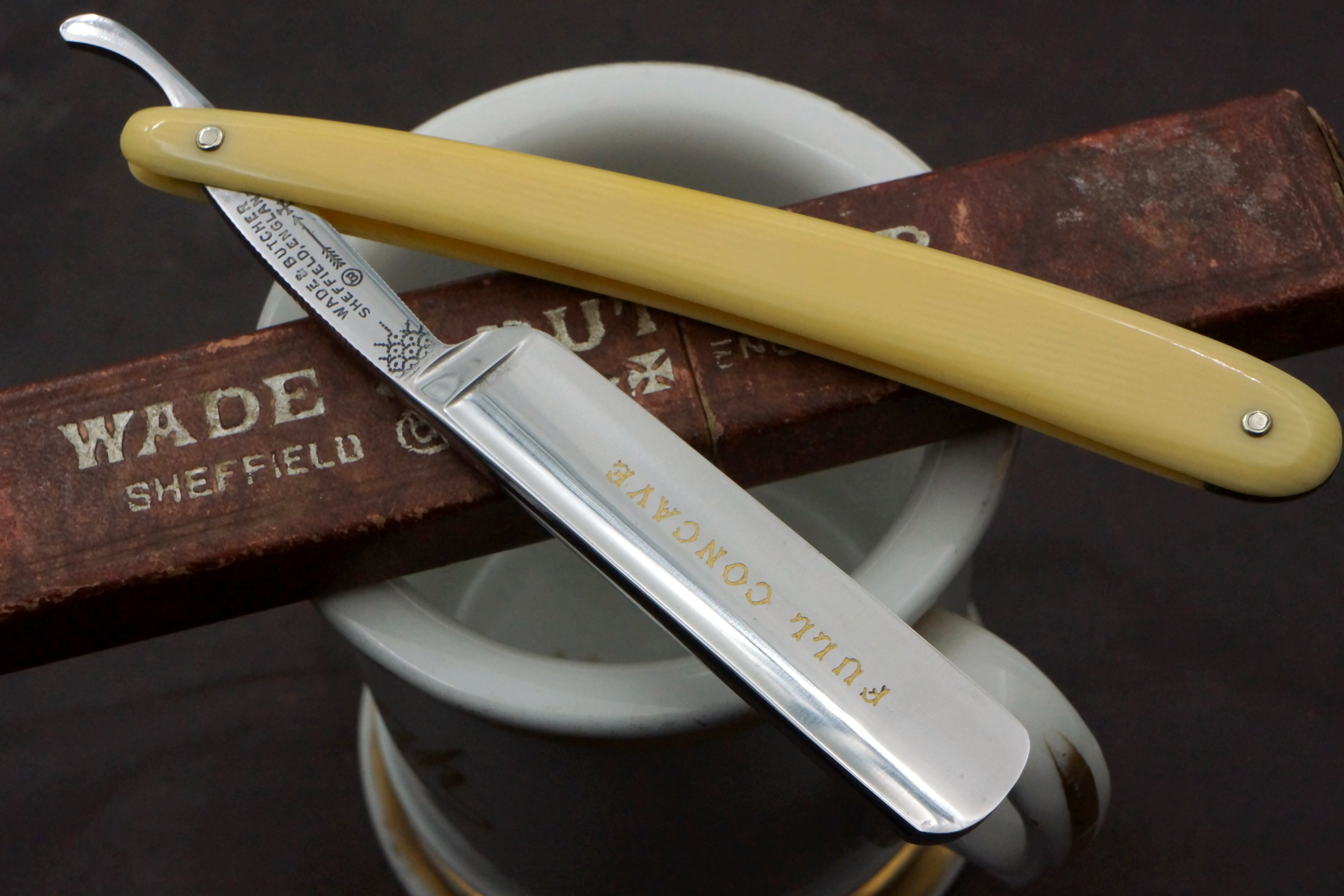 Wade & Butcher Near Mint 11/16 with Celluloid Scales Sheffield Straight Razor - Shave Ready