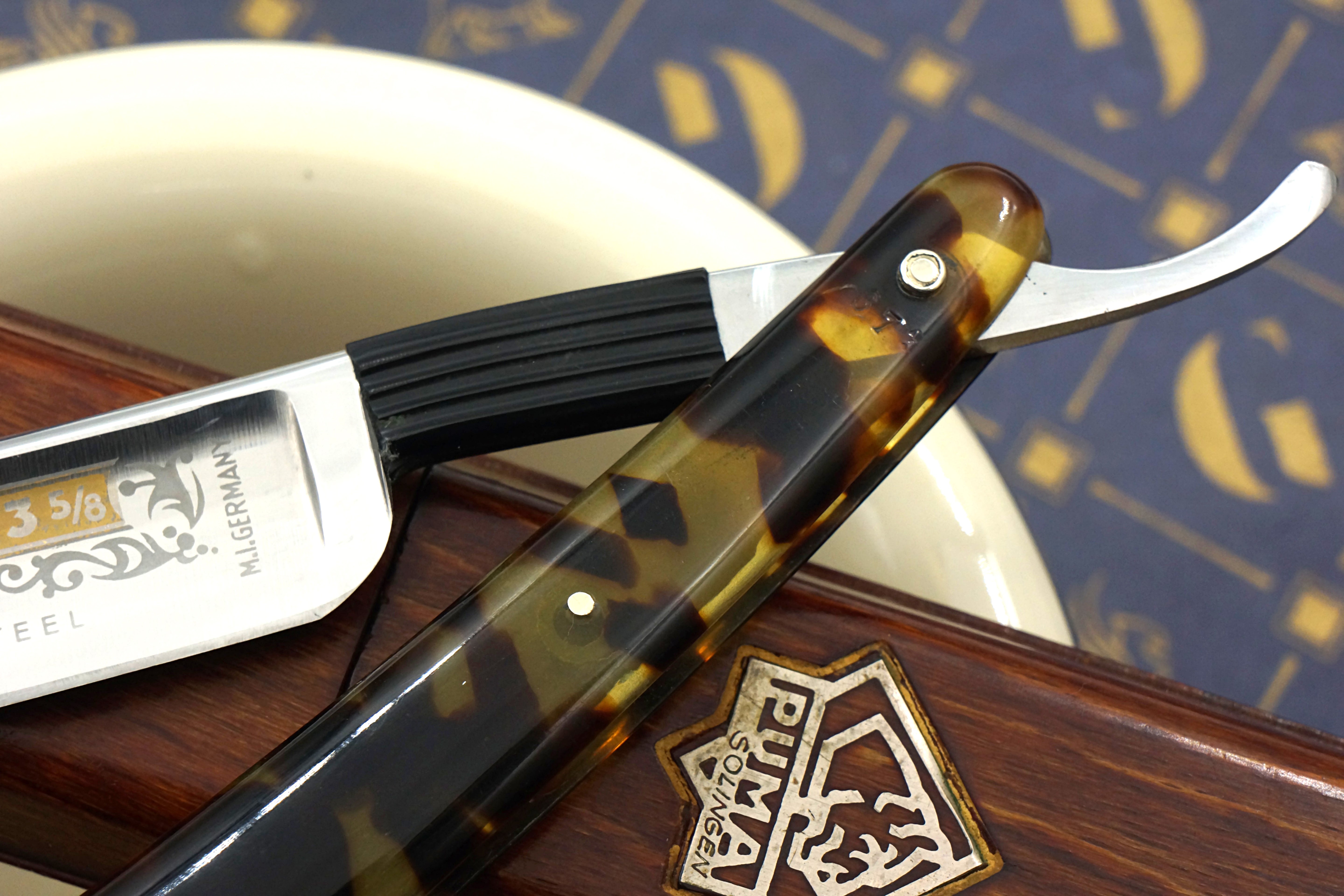 Puma INOX No. 63 11/16 Full Hollow Gorgeous Etch - Rare Near Pristine Vintage Solingen Straight Razor - Shave Ready