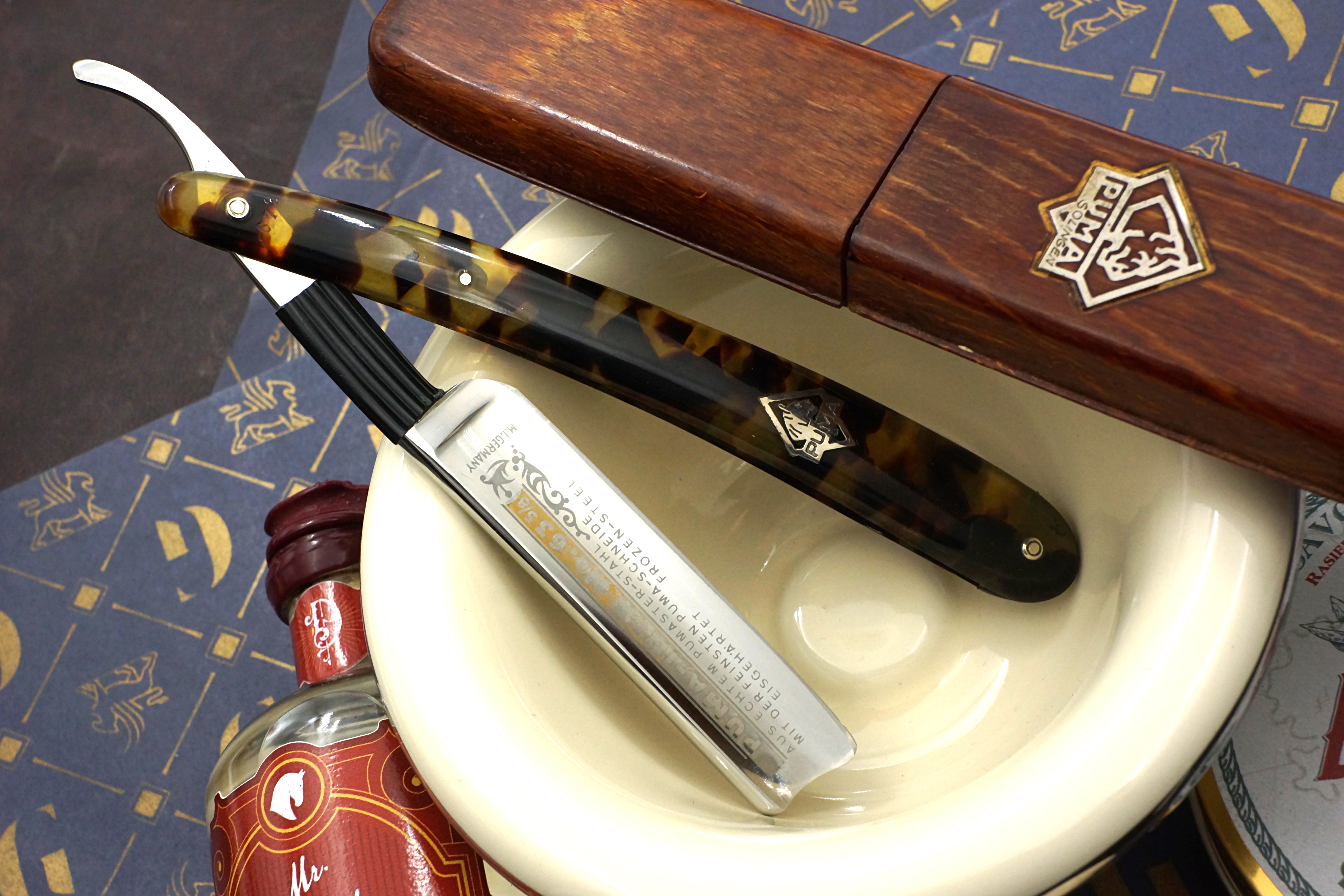 Puma INOX No. 63 11/16 Full Hollow Gorgeous Etch - Rare Near Pristine Vintage Solingen Straight Razor - Shave Ready