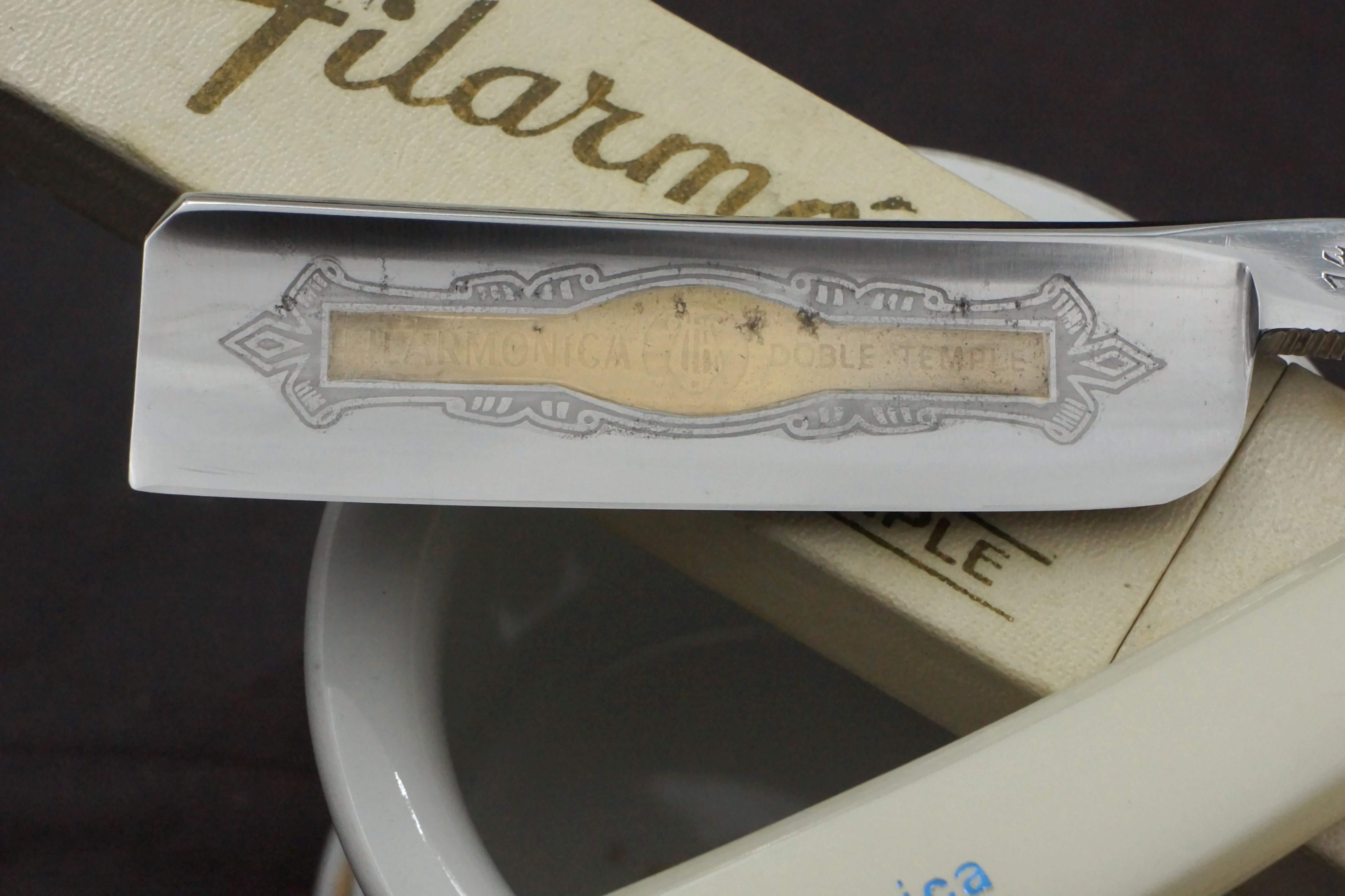 Filarmonica JMP Doble Temple No. 14 15/16" Full Hollow Blade - Excellent Vintage Spanish Straight Razor - Shave Ready