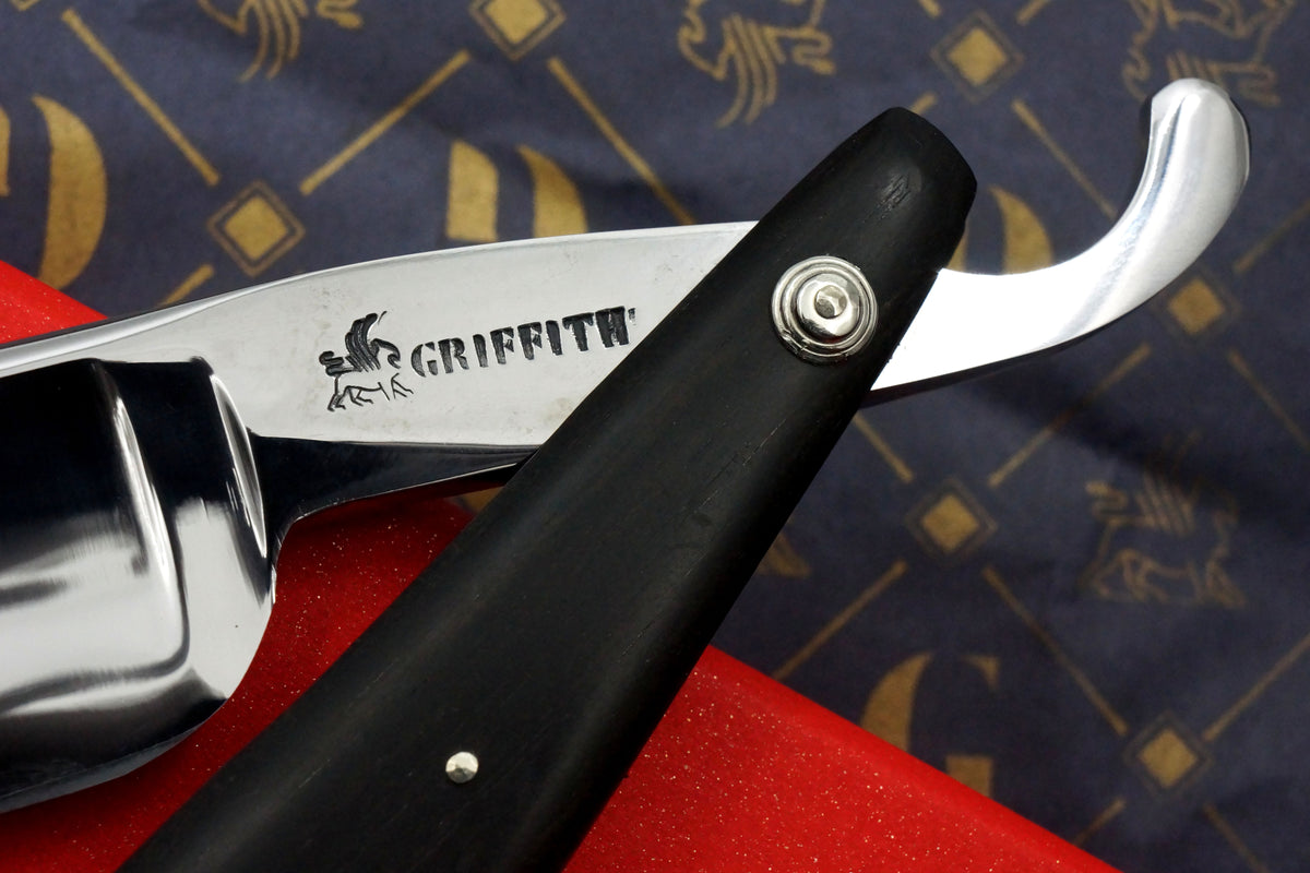 Griffith 1084 Steel 19/16 Full Hollow - Ebony Scales Artisan Straight Razor