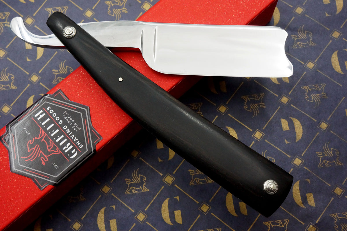 Griffith 1084 Steel 19/16 Full Hollow - Ebony Scales Artisan Straight Razor