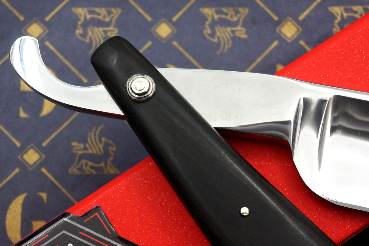 Griffith 1084 Steel 19/16 Full Hollow - Ebony Scales Artisan Straight Razor