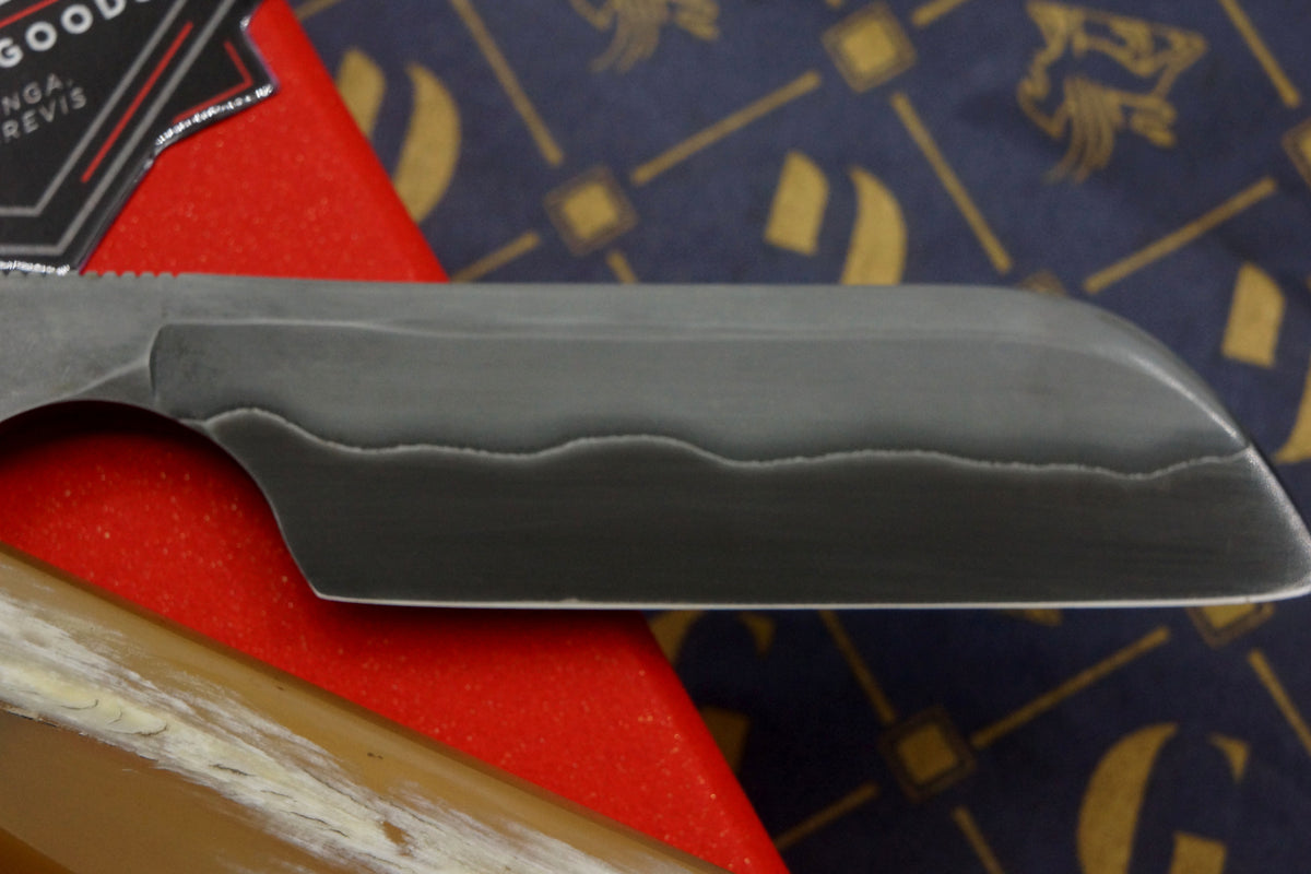 Griffith 15/16 Blue Steel & Stainless San Mai Quarter Hollow - Horn Scales Artisan Straight Razor