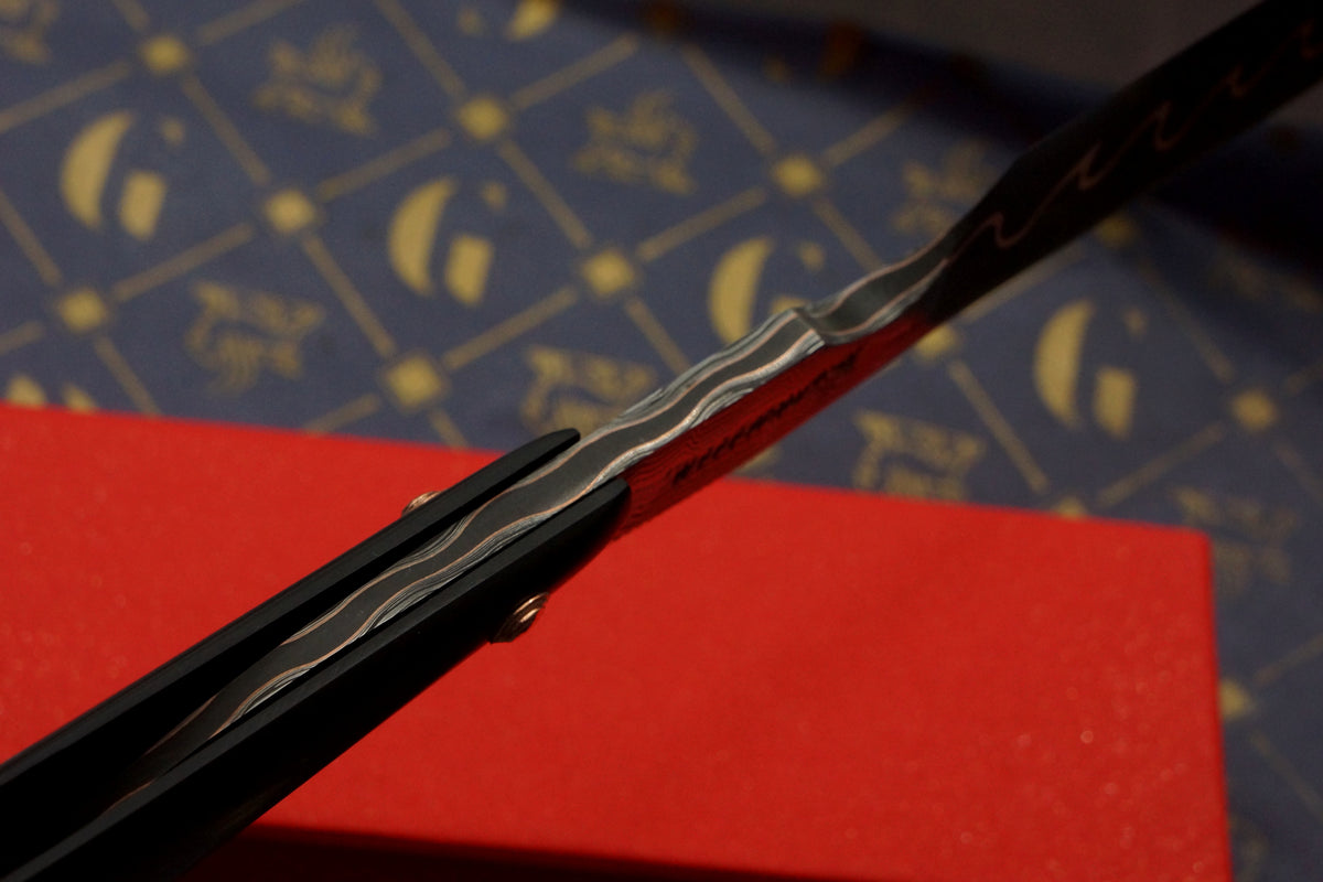 Griffith 15/16 Copper & Damascus San Mai Quarter Hollow - Paper Micarta Scales Artisan Straight Razor