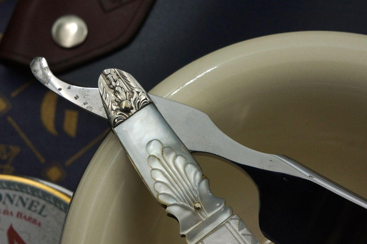 Joseph Elliot "Layton & Co." 13/16 - Deep Etch Fully Restored Mother of Pearl Scaled Sheffield Straight Razor - Shave Ready