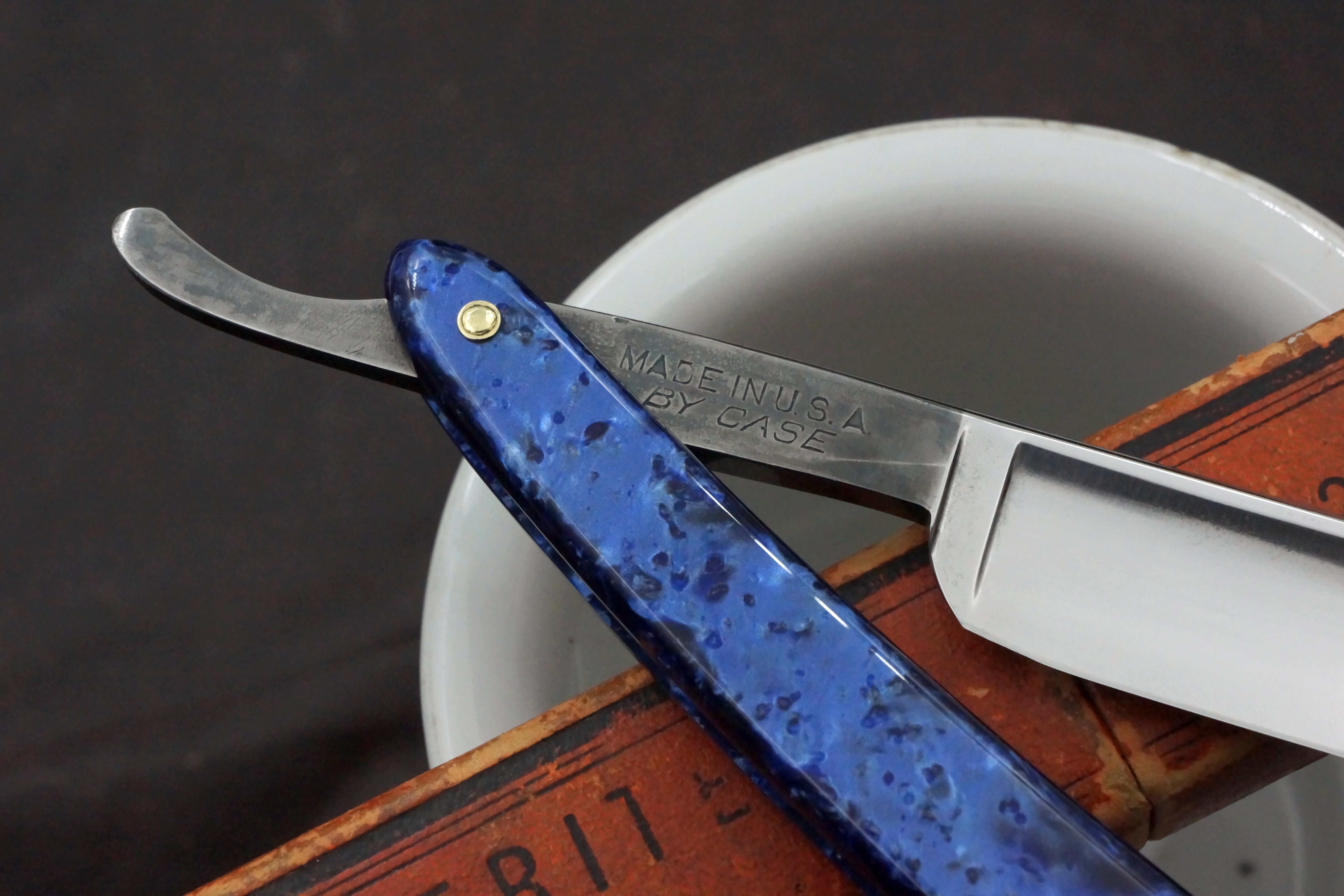 CASE "Temperite" Excellent Restored -11/16 Full Hollow Custom Scales American Vintage Straight Razor - Shave Ready