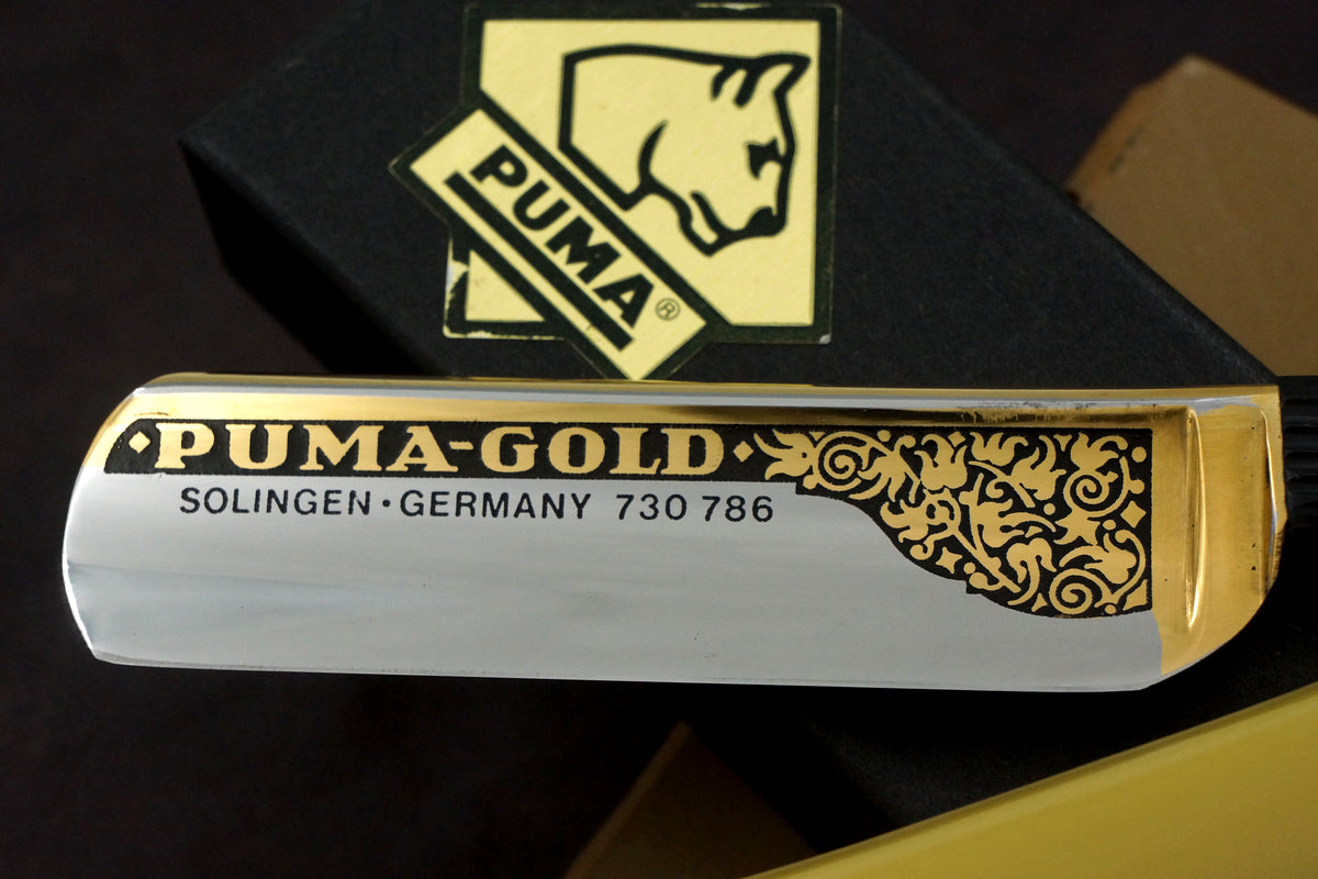 Rasoir droit Solingen Puma Gold 13/16 Full Hollow - Menthe Vintage - Prêt à raser