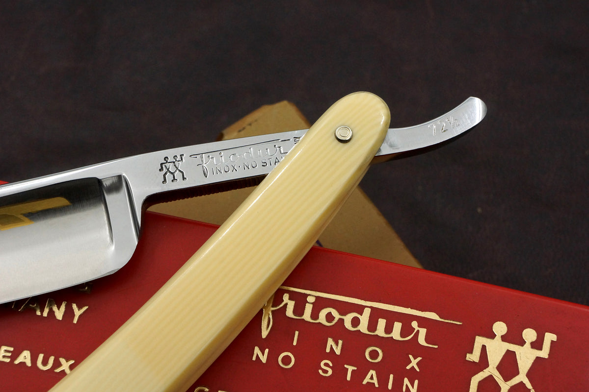Henckels Friodur 13/16 No. 72 1/2 - Near Pristine Stainless Steel Etched Full Hollow - Solingen Straight Razor - Shave Ready
