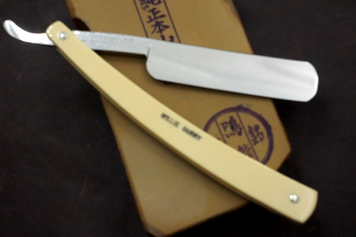 Rasoir droit américain Kinfolks Blue Steel Special Full Hollow - Presque impeccable 11/16 - Prêt à raser