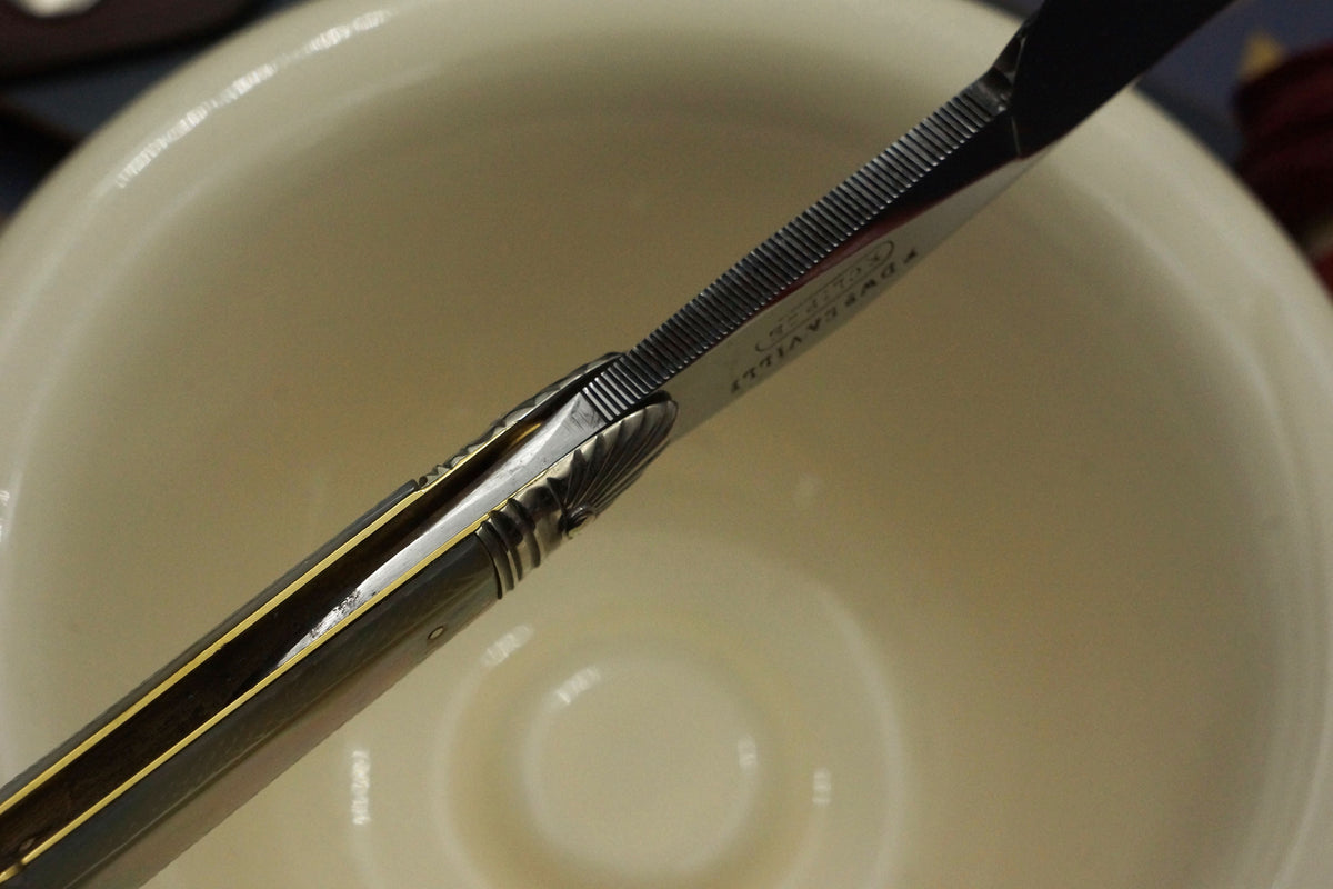 Edward Saville "Eclipse" 13/16 - Fancy Grind Fully Restored Mother of Pearl Scaled Sheffield Straight Razor - Shave Ready