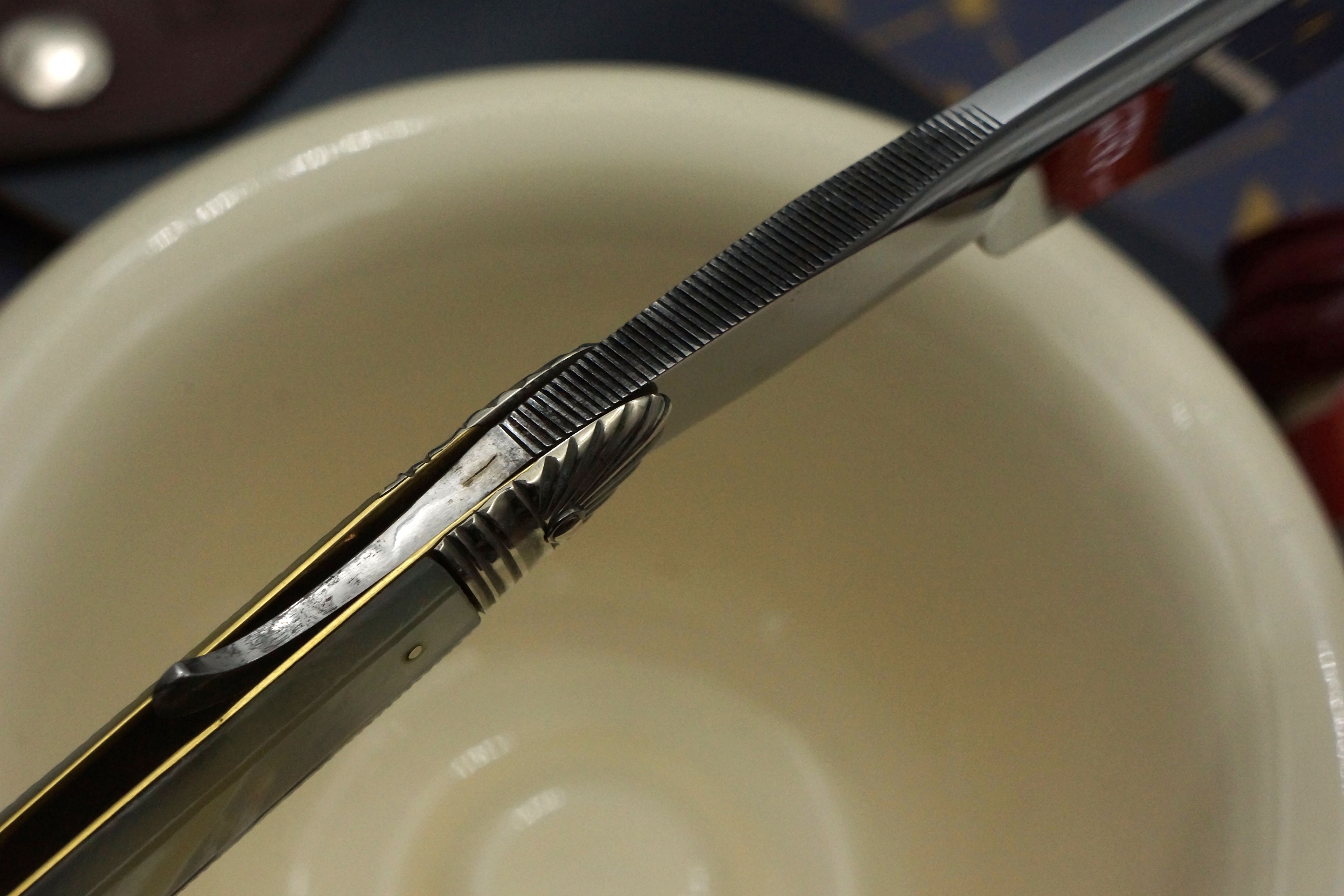 Edward Saville "Eclipse" 13/16 - Fancy Grind Fully Restored Mother of Pearl Scaled Sheffield Straight Razor - Shave Ready