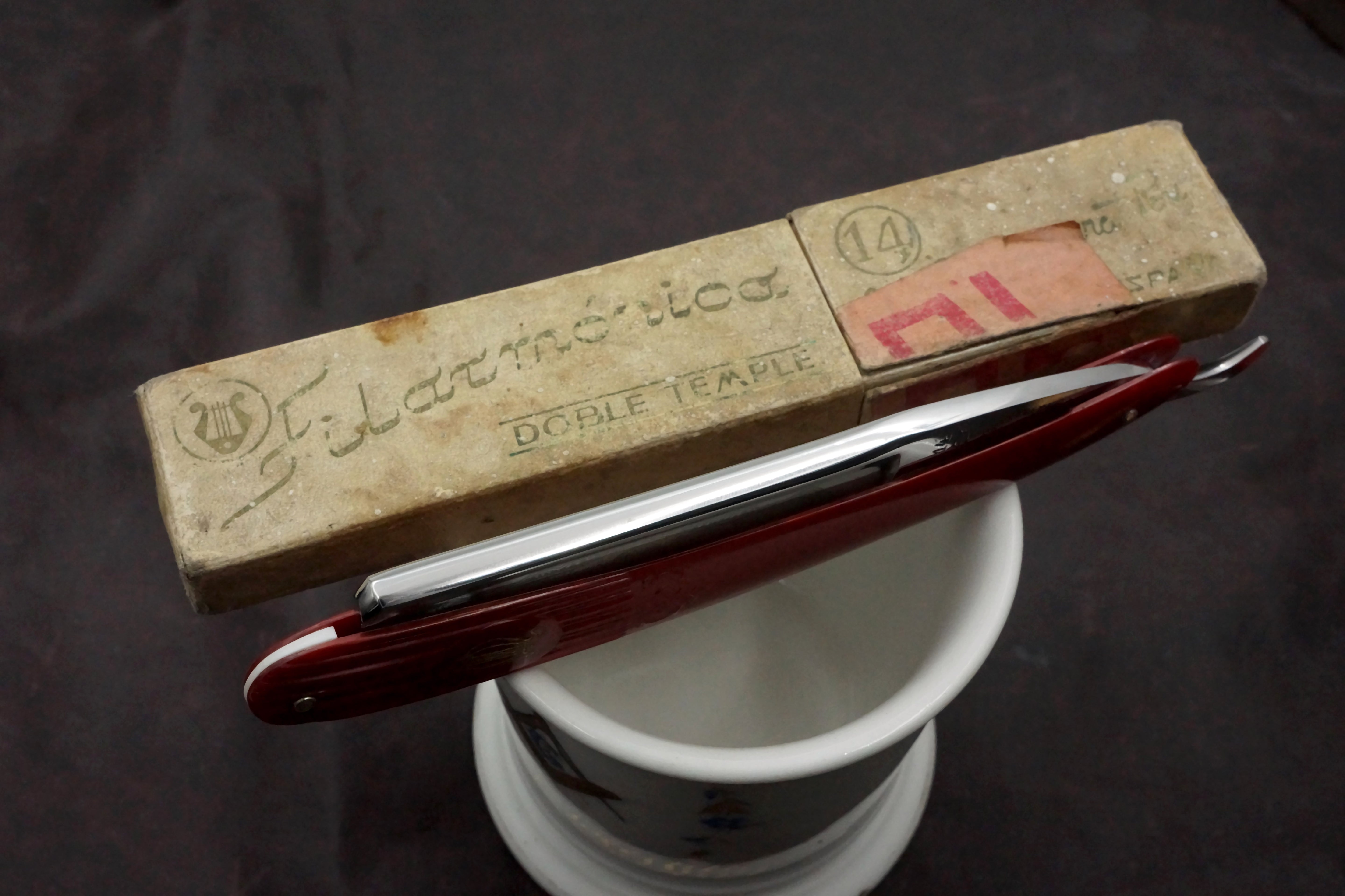 Filarmonica JMP Doble Temple No. 14 15/16" Full Hollow Blade - Excellent Vintage Spanish Straight Razor - Shave Ready