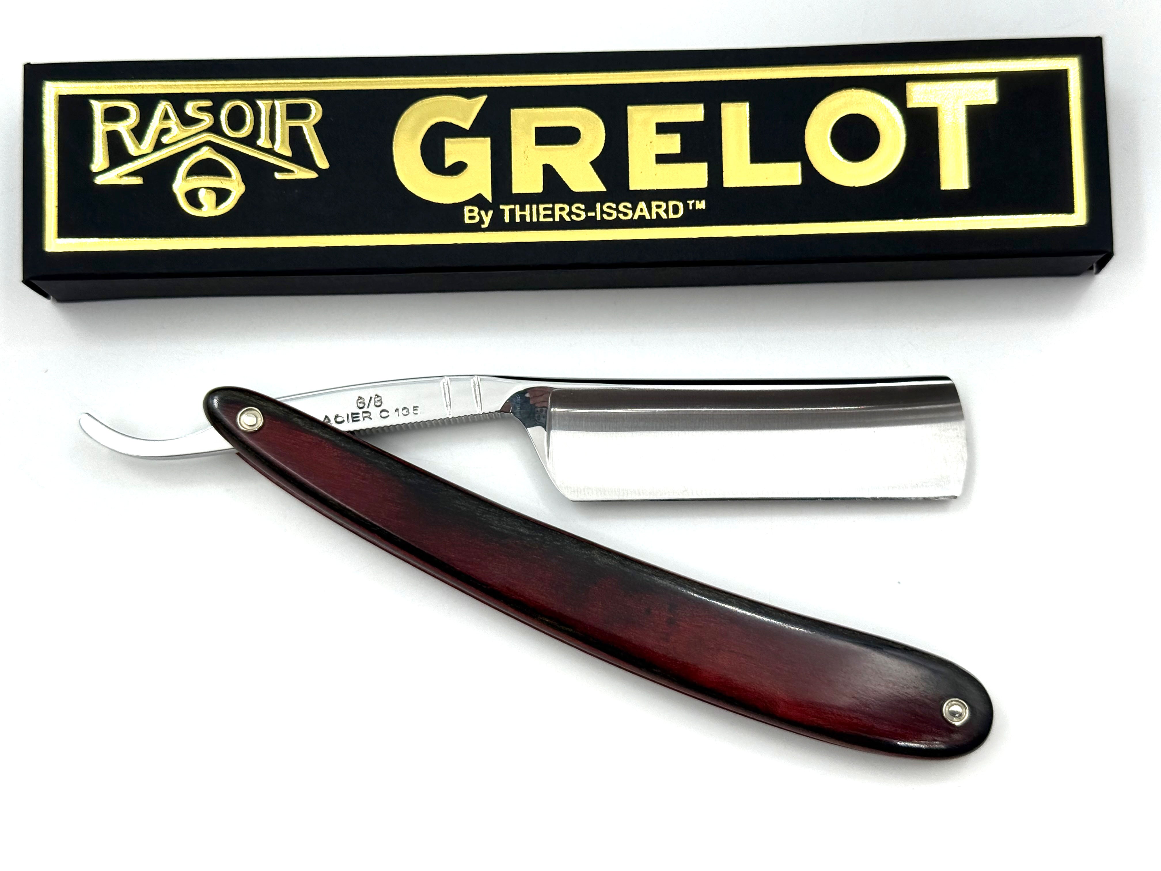 Le Grelot "Medaille d'or Paris 1931" by Thiers Issard 6/8 with Stamina Wood Scales - Full Hollow Ground Straight Razor