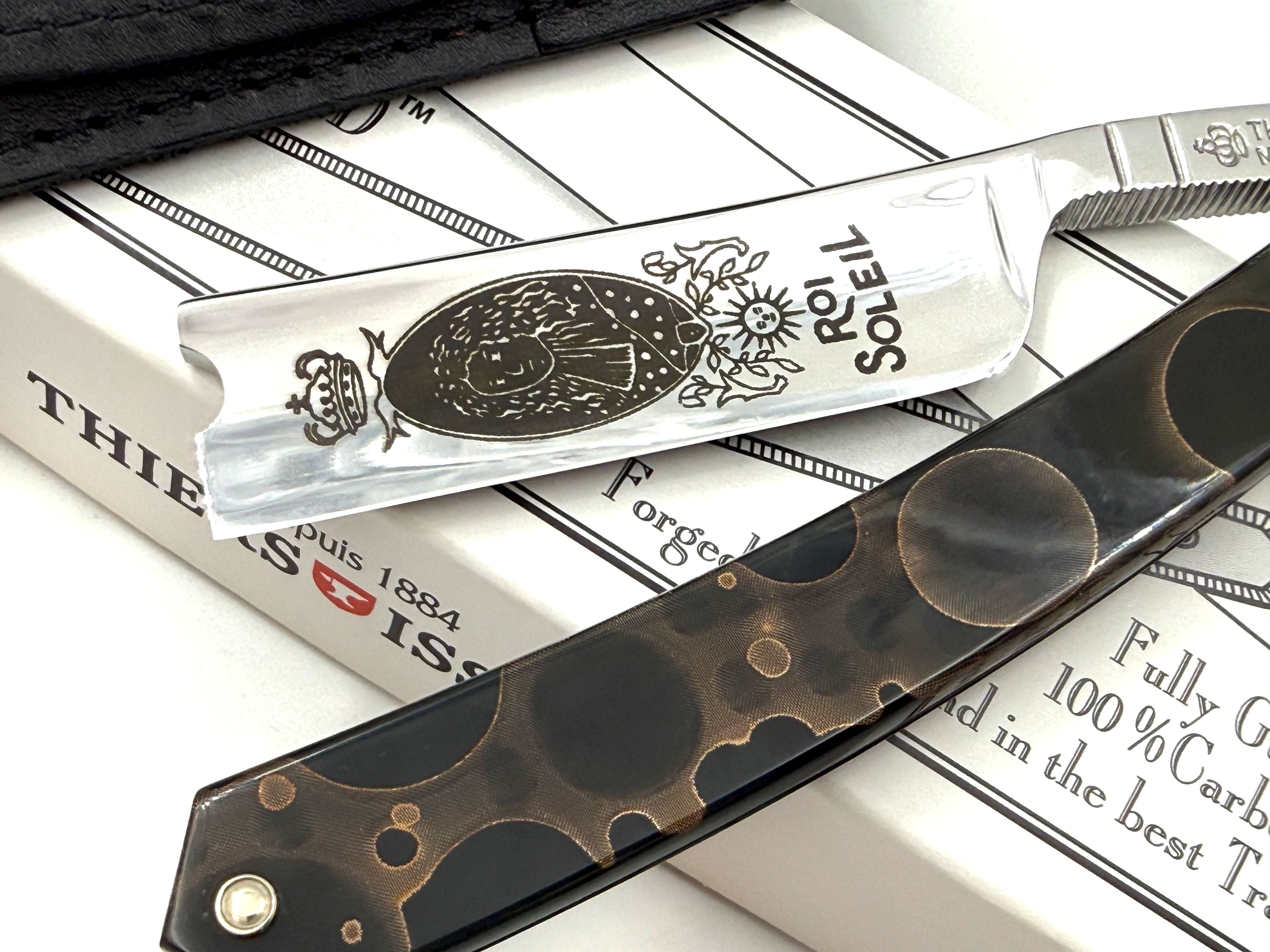 Thiers Issard 6/8 "Roi Soleil" Etch - Composite Moon Scales - Full Hollow Straight Razor
