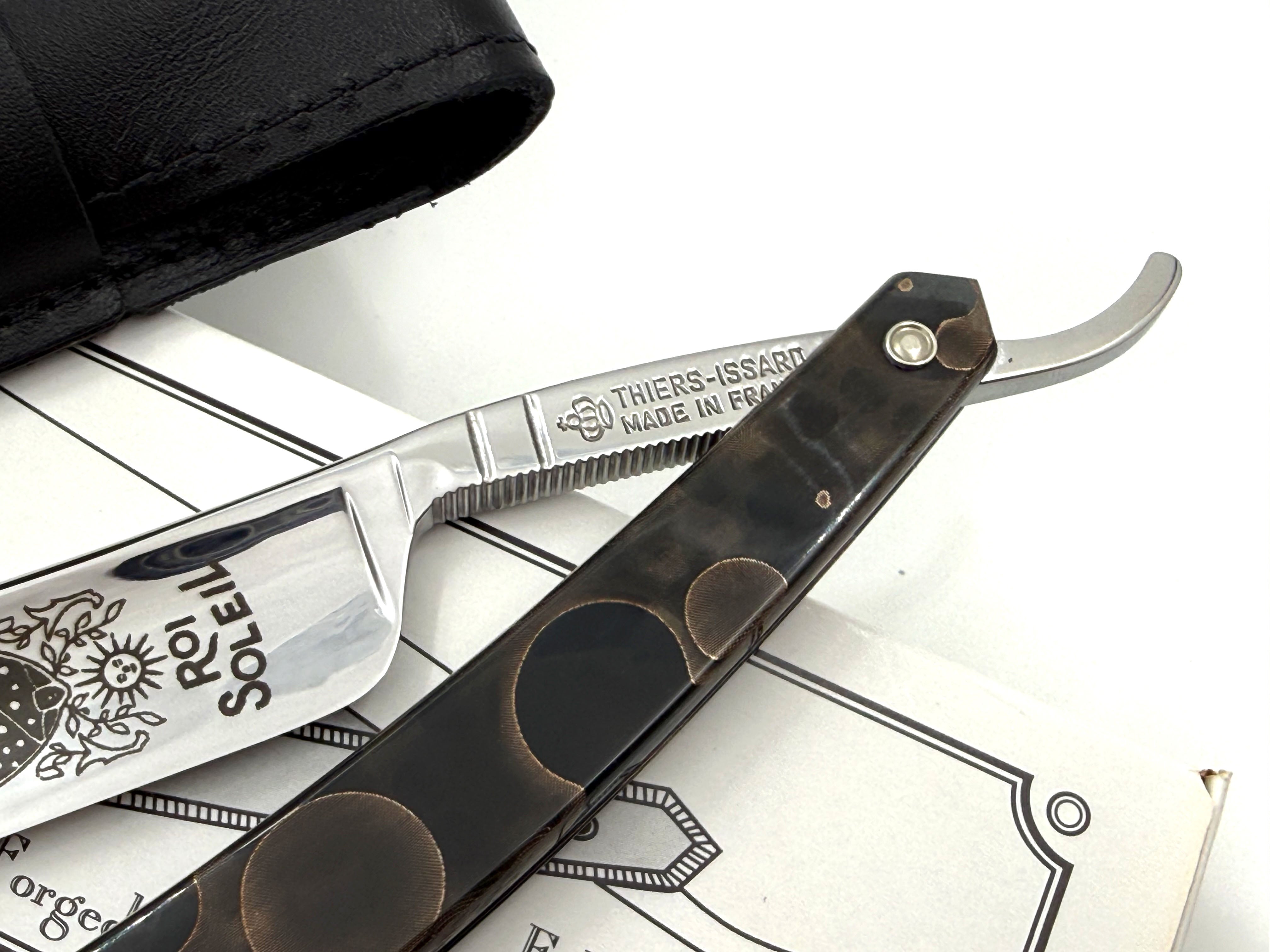 Thiers Issard 6/8 "Roi Soleil" Etch - Composite Moon Scales - Full Hollow Straight Razor