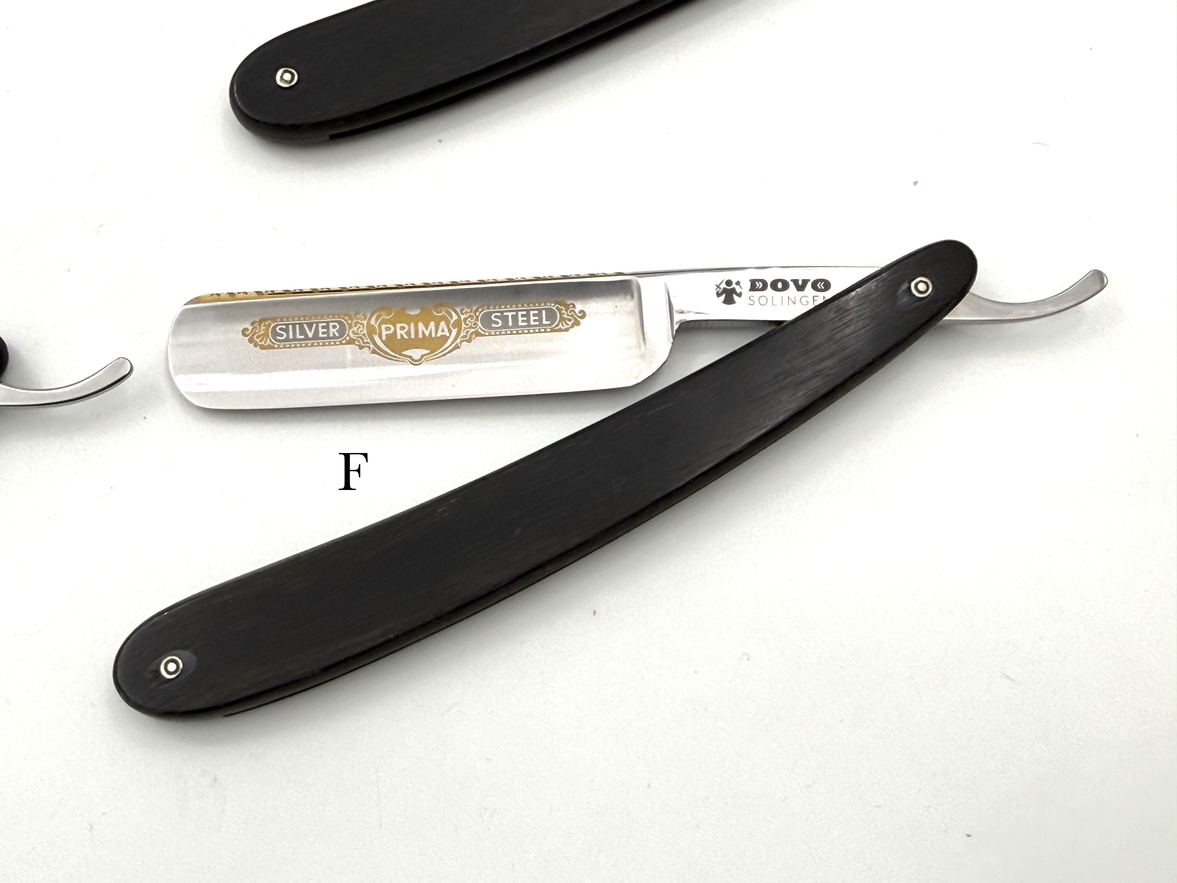 GSG Renewed Dovo "Prima" Ebony Handle 5/8 Etched, Engraved and Gold Washed Full Hollow Solingen Straight Razors (CHOOSE YOUR RAZOR)