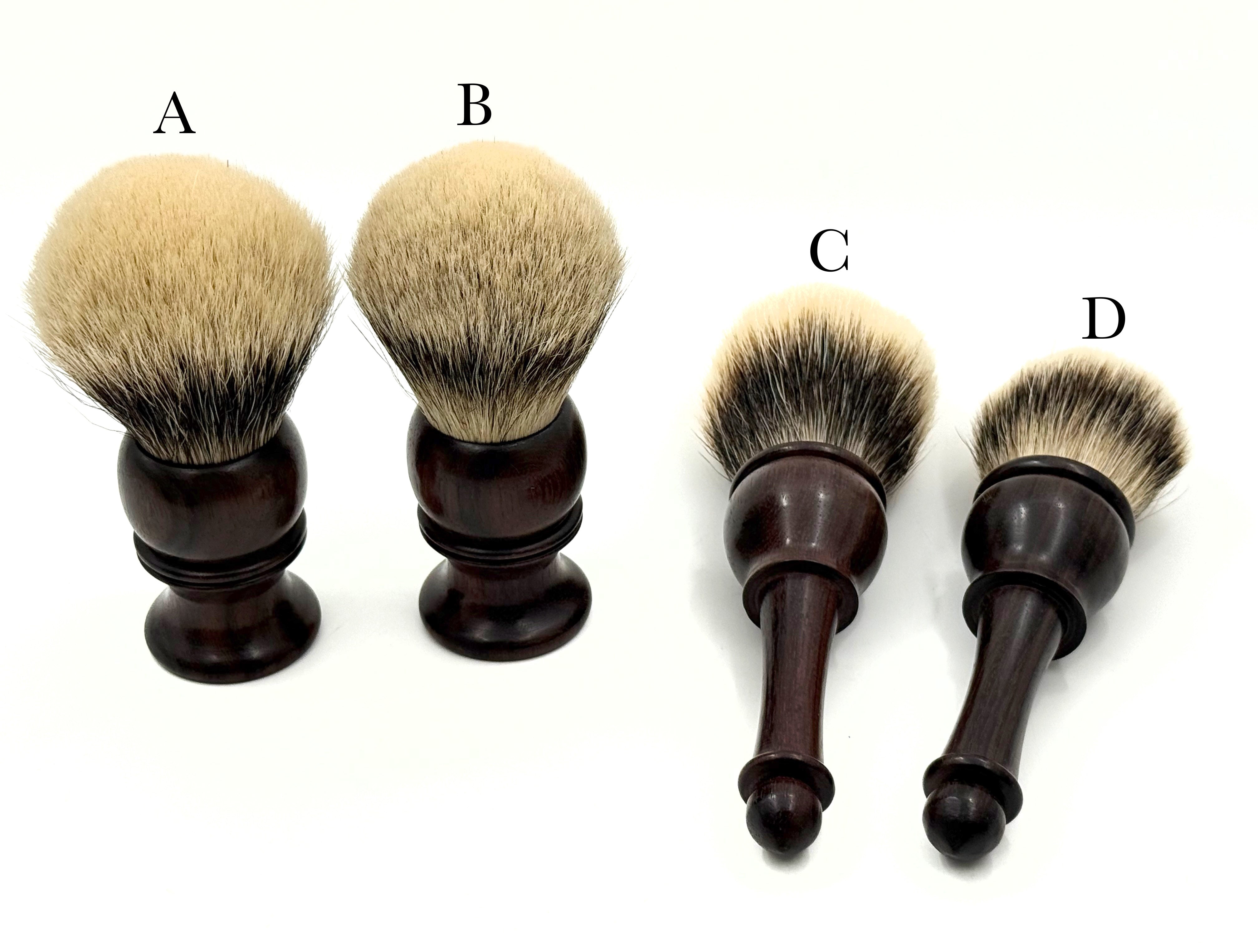 Rosewood Handled Shaving Brush with Silvertip or Two Band Bristles - Choose Your Brush