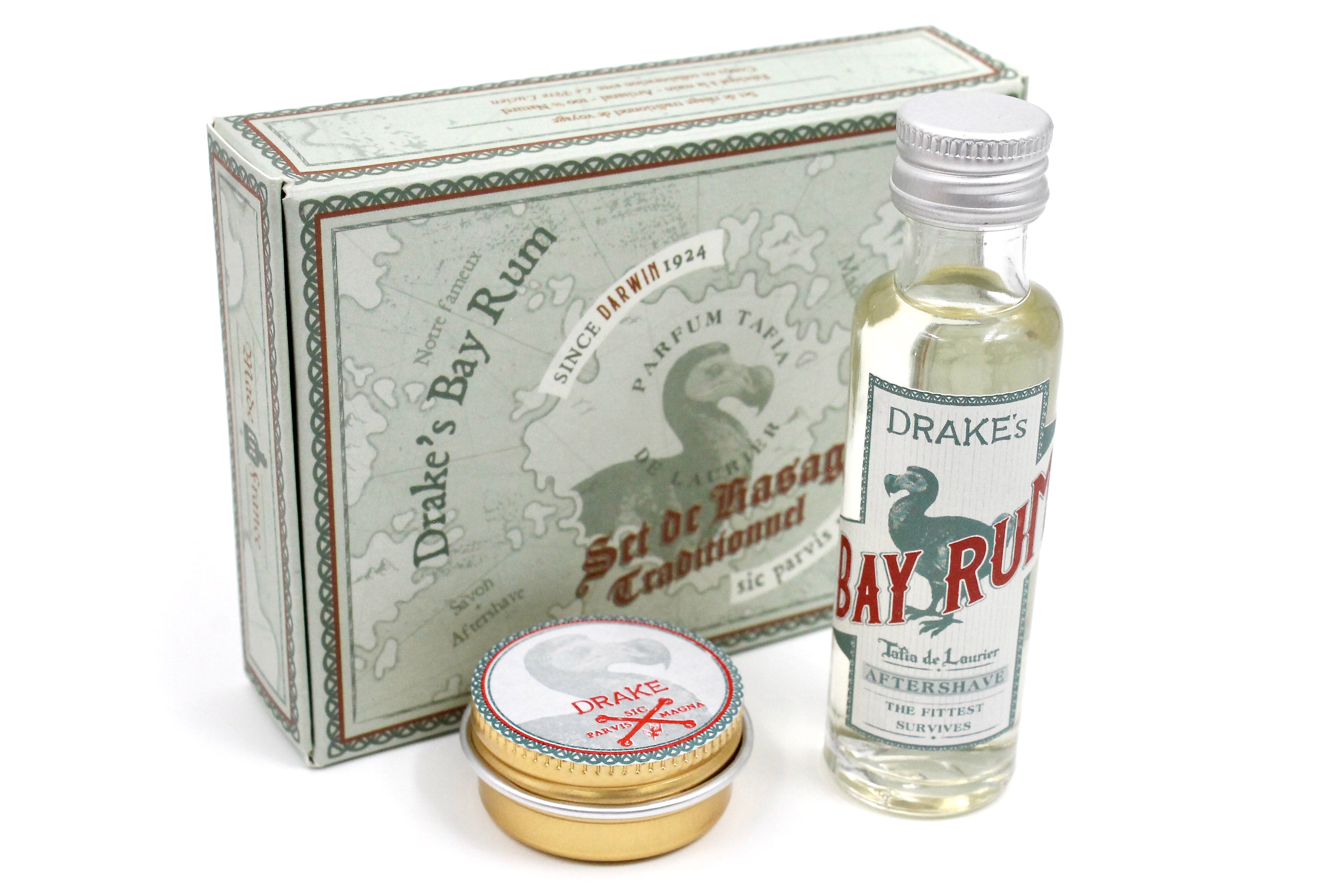 Darwin "Drake's Bay Rum" Travel Shaving Set - 15g Shaving Soap + 20ml Aftershave