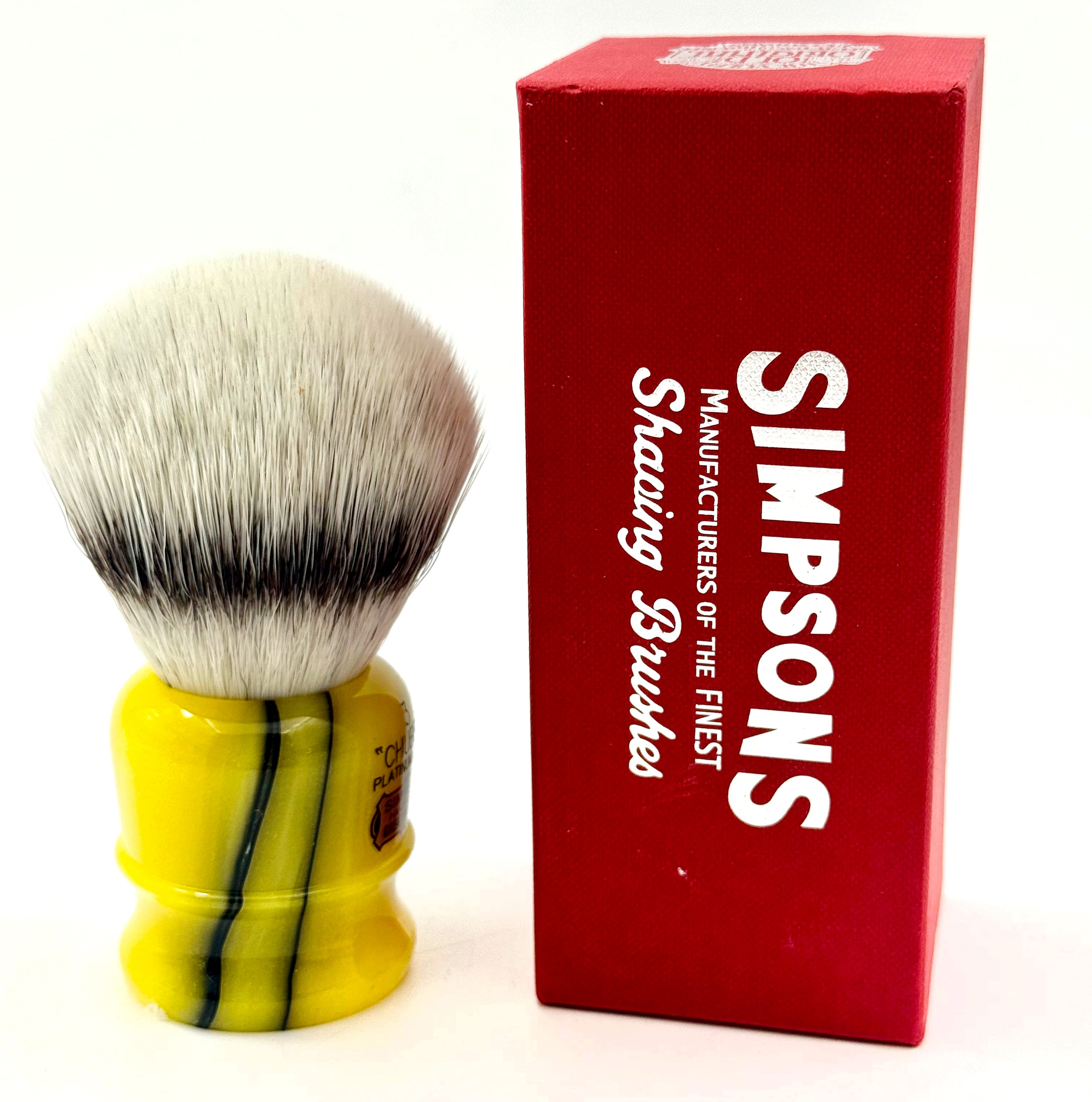 Limited Edition Simpson Chubby CH3 Platinum Synthetic Bristle Shaving Brush - Medallion Yellow