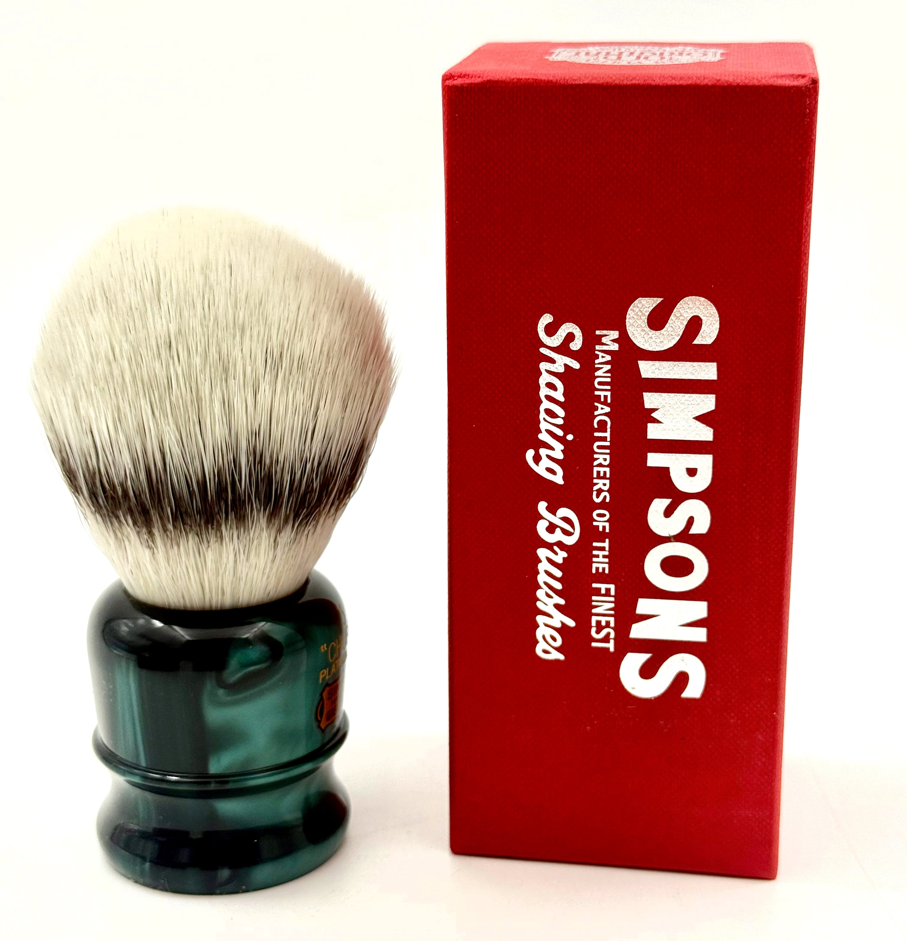 Limited Edition Simpson Chubby CH3 Platinum Synthetic Bristle Shaving Brush - Emerald