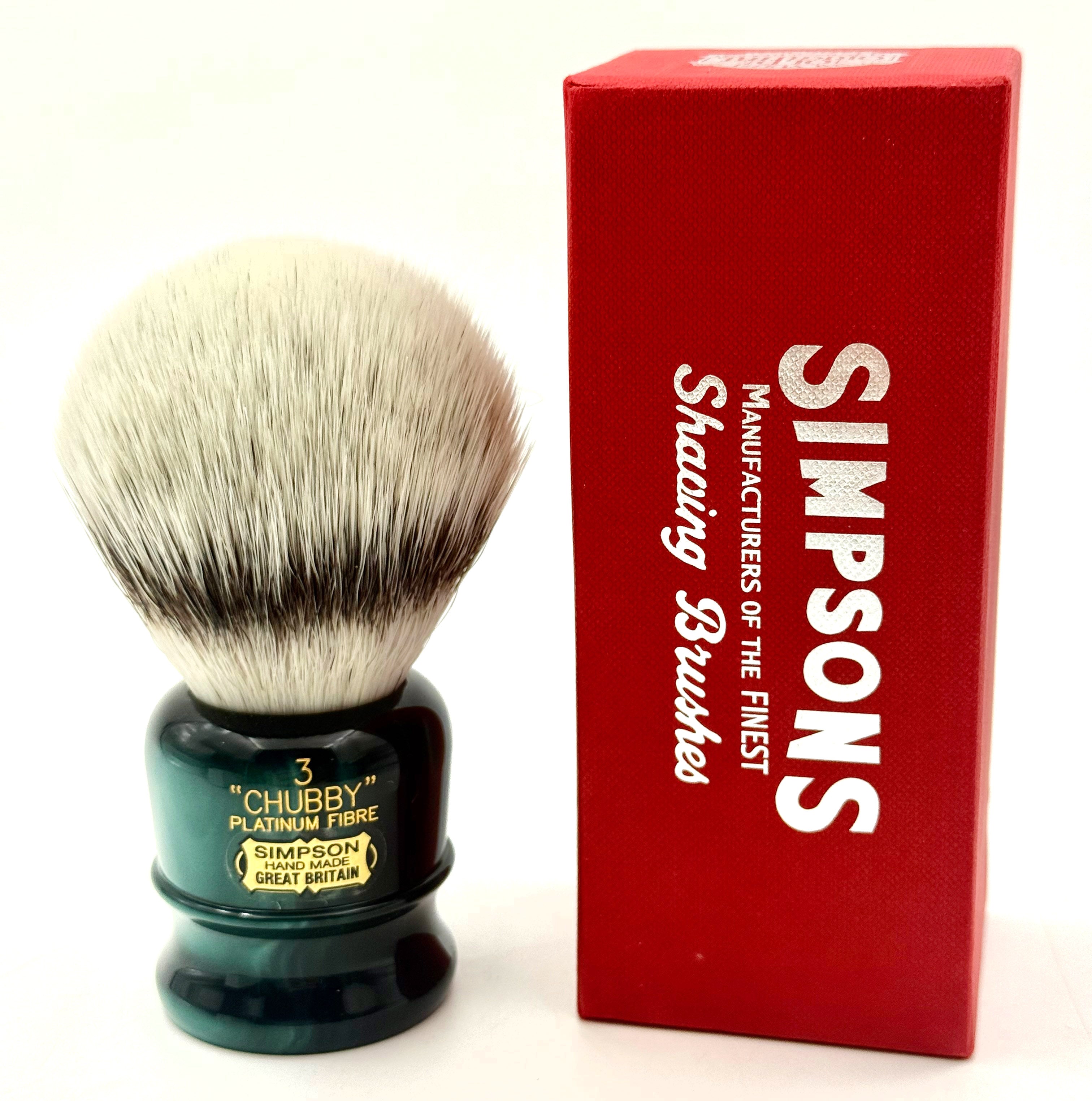 Limited Edition Simpson Chubby CH3 Platinum Synthetic Bristle Shaving Brush - Emerald