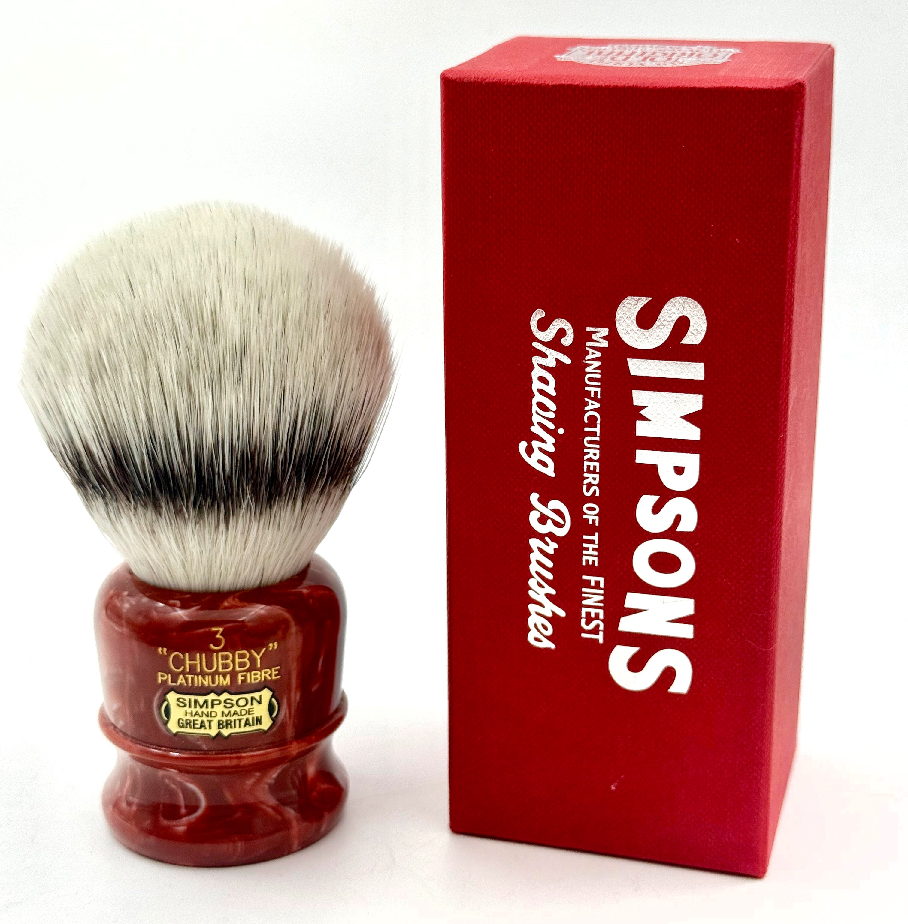 Limited Edition Simpson Chubby CH3 Platinum Synthetic Bristle Shaving Brush - Coral