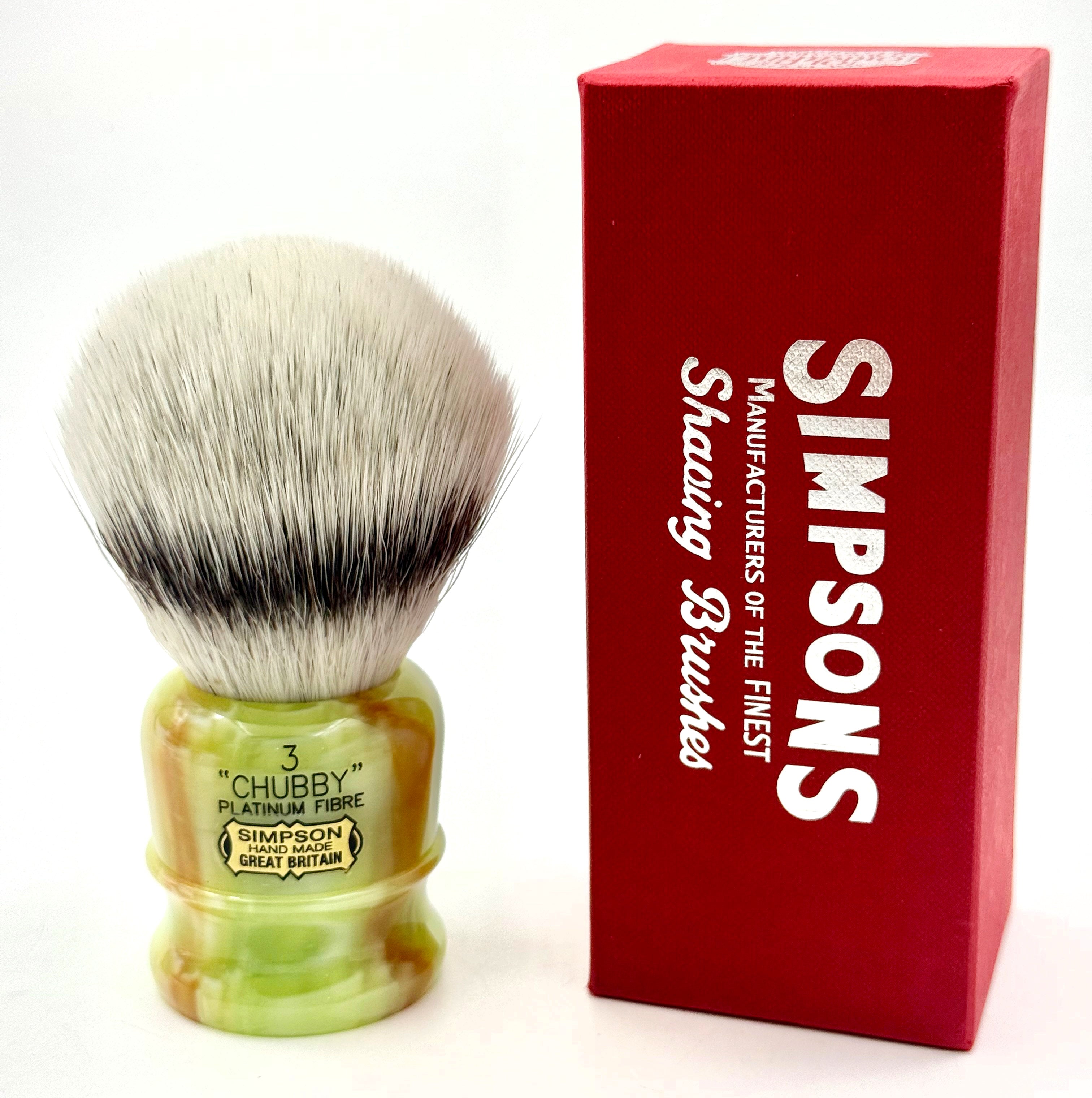 Limited Edition Simpson Chubby CH3 Platinum Synthetic Bristle Shaving Brush - Jade