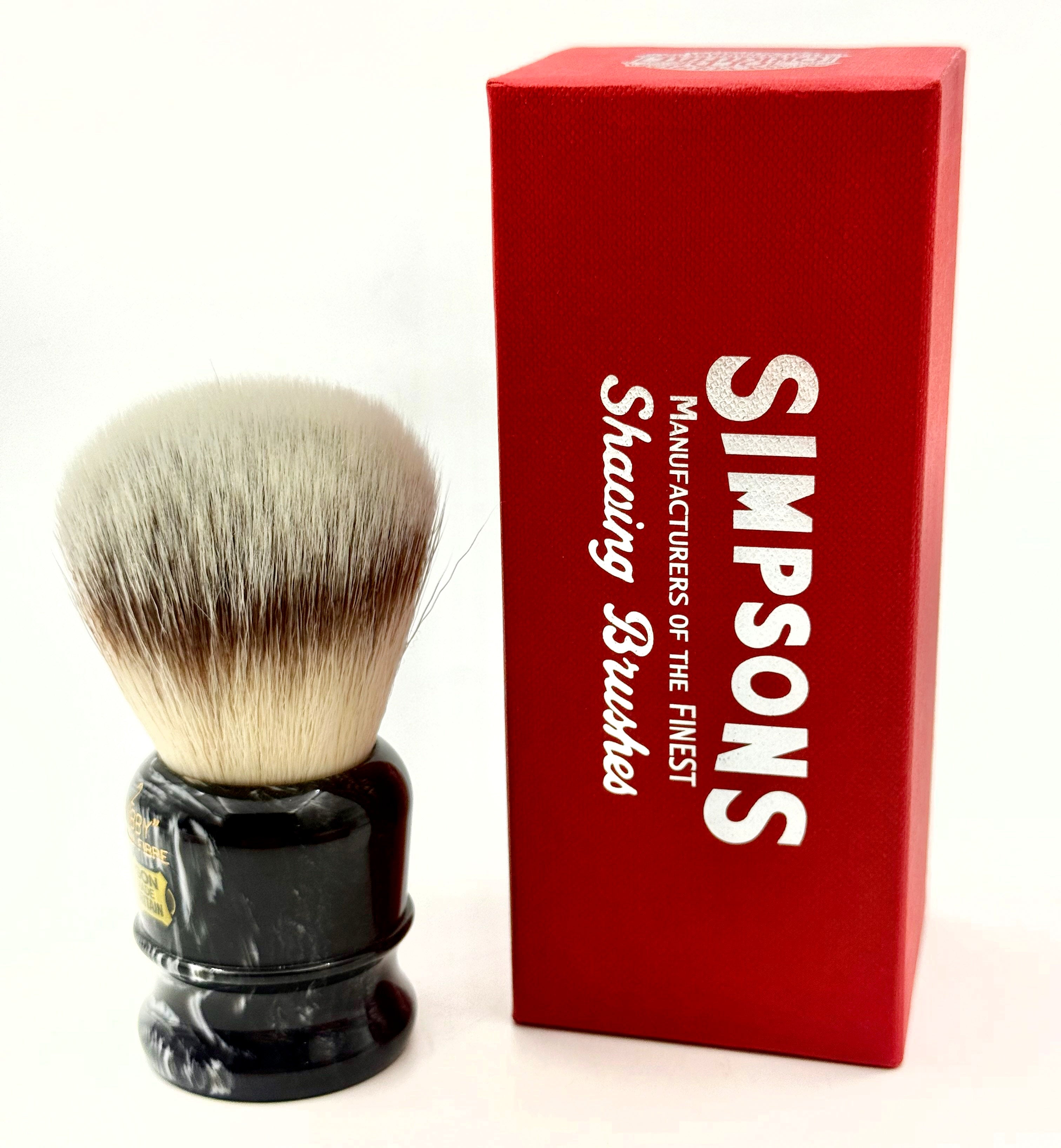 Limited Edition Simpson Chubby CH3 Platinum Synthetic Bristle Shaving Brush - Ebony Marble
