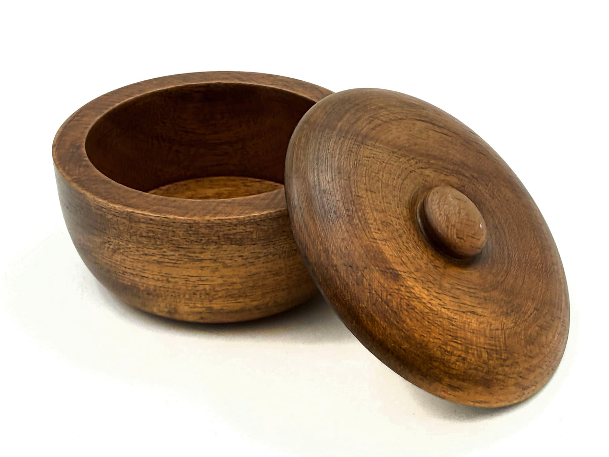 Dark Oak Wood Shaving Soap Bowl with Lid