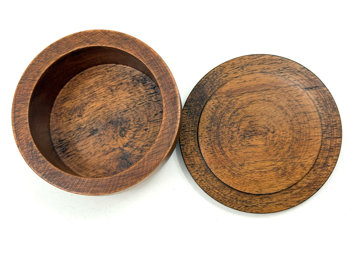 Dark Oak Wood Shaving Soap Bowl with Lid