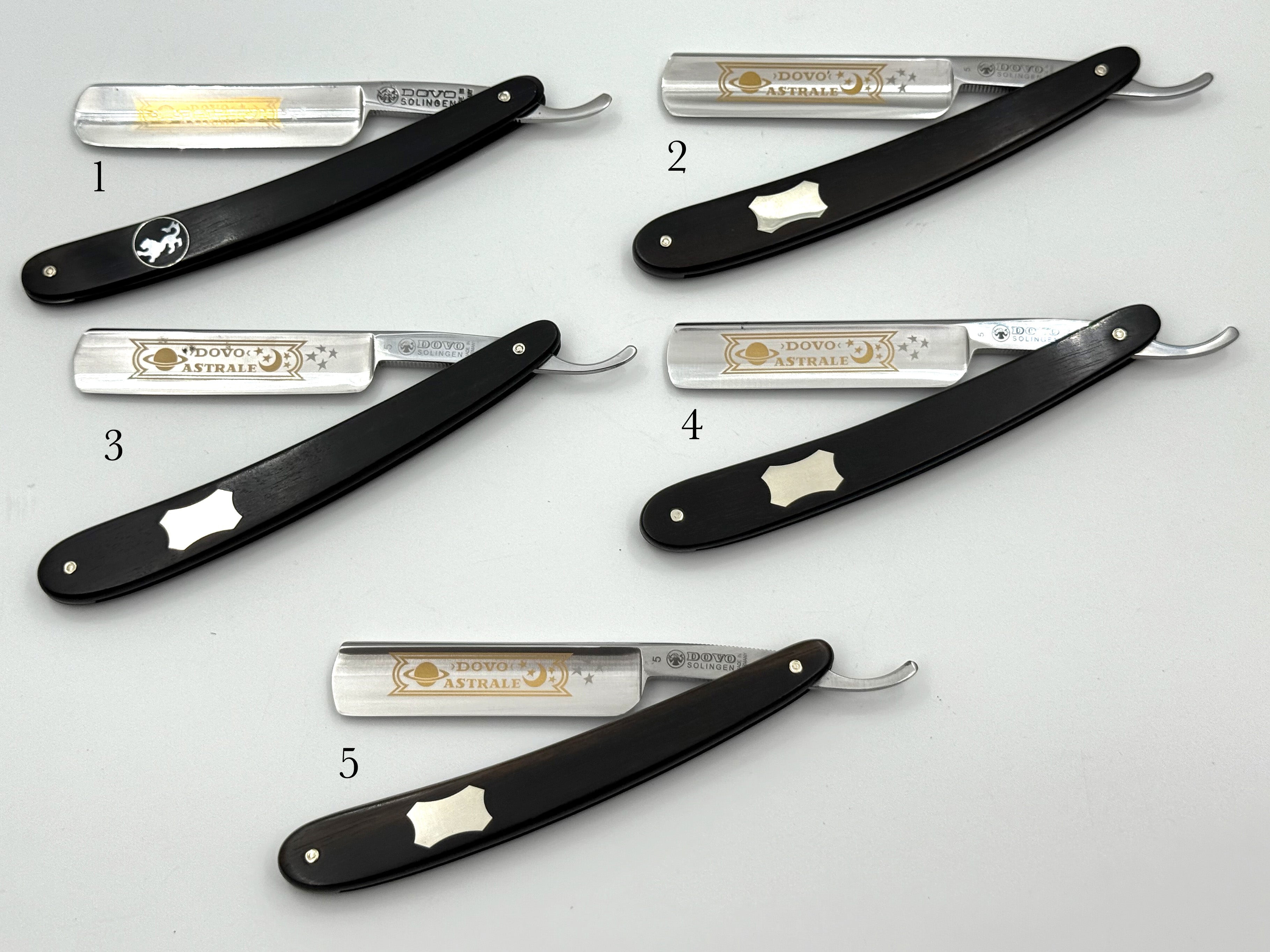 GSG Renewed Dovo "Astrale" Ebony Wood Handle 5/8 Full Hollow Solingen Straight Razors (CHOOSE YOUR RAZOR)