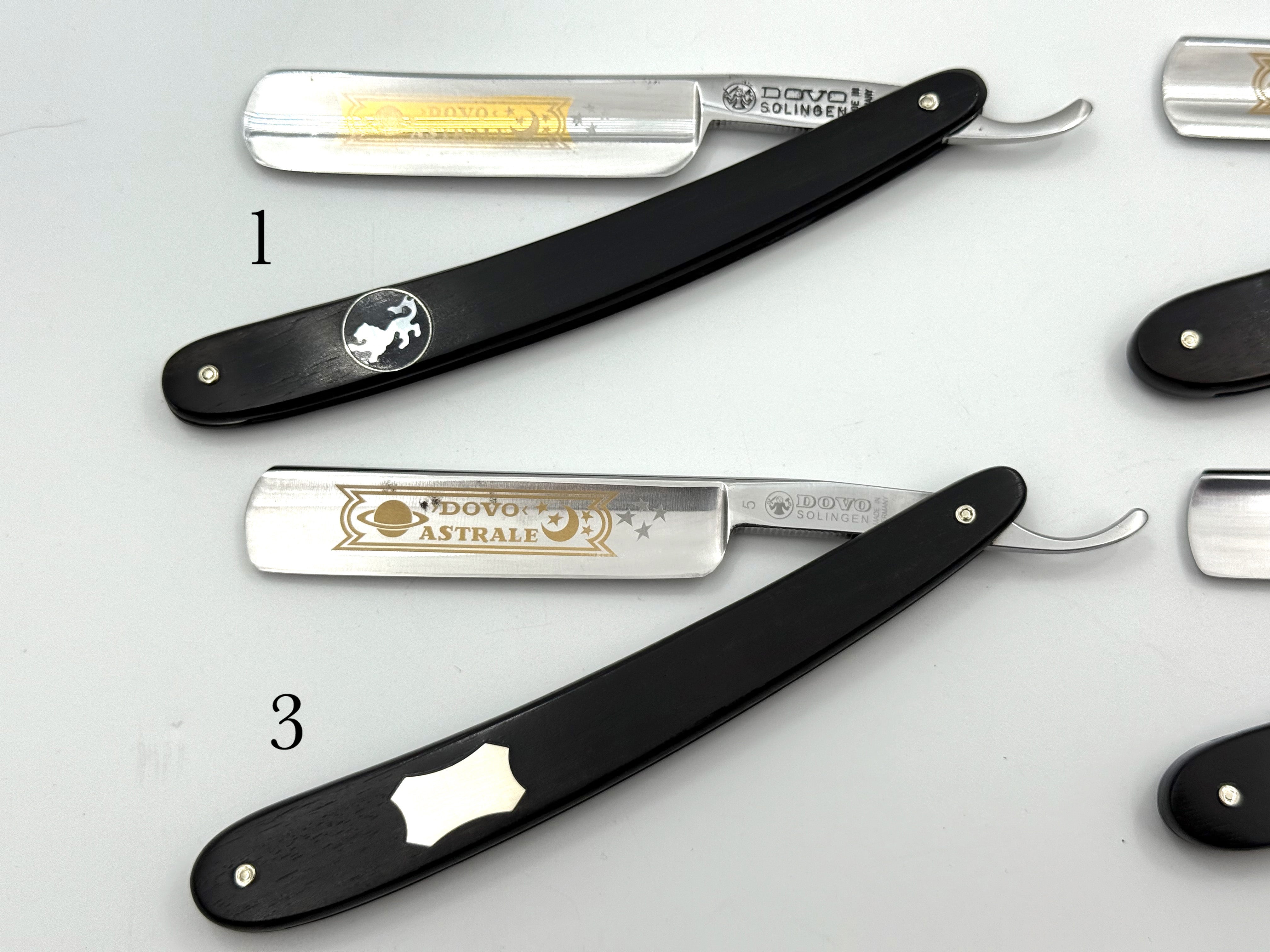 GSG Renewed Dovo "Astrale" Ebony Wood Handle 5/8 Full Hollow Solingen Straight Razors (CHOOSE YOUR RAZOR)