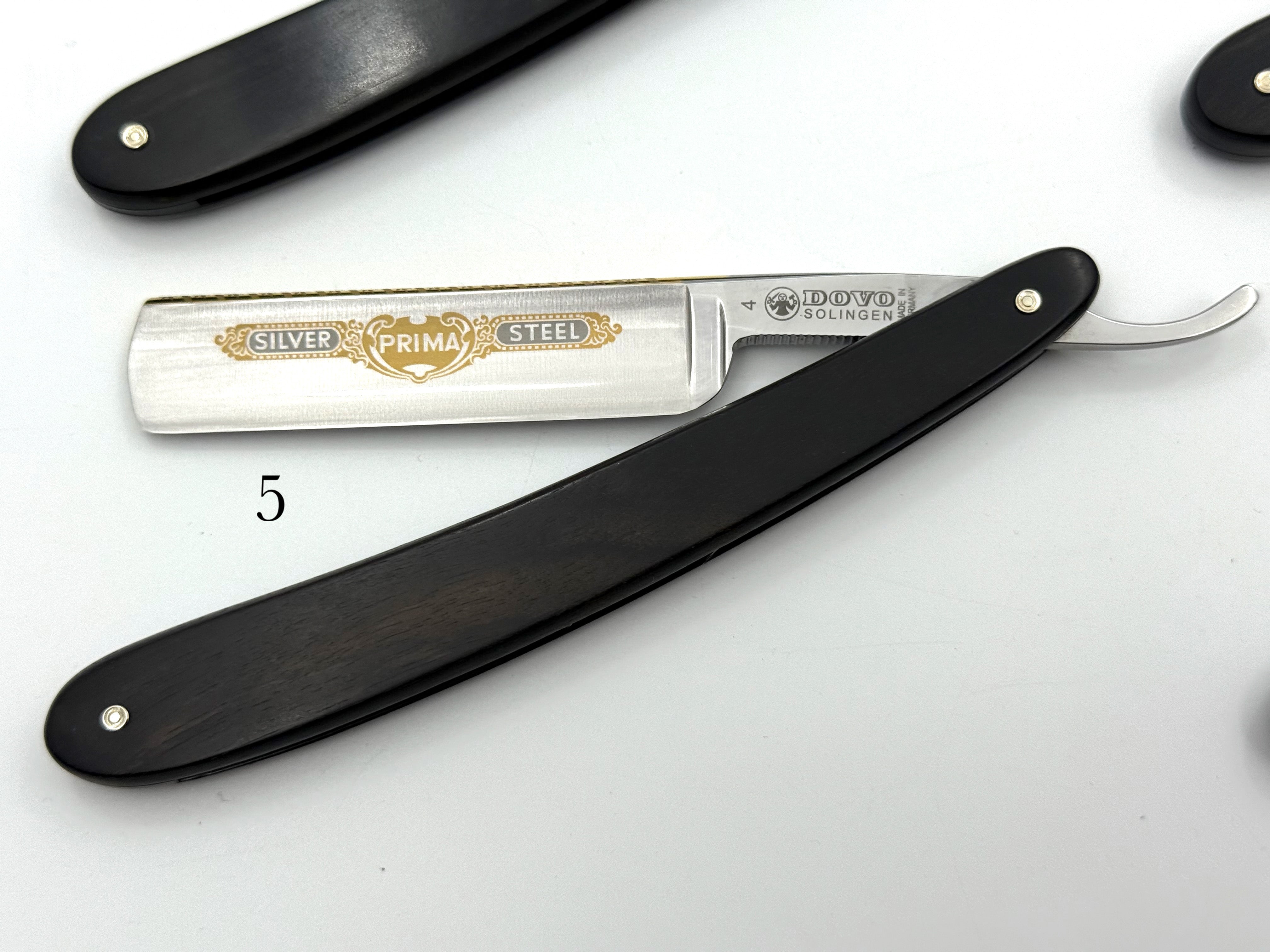 GSG Renewed Dovo "Prima" Ebony Handle 5/8 Etched, Engraved and Gold Washed Full Hollow Solingen Straight Razors (CHOOSE YOUR RAZOR)