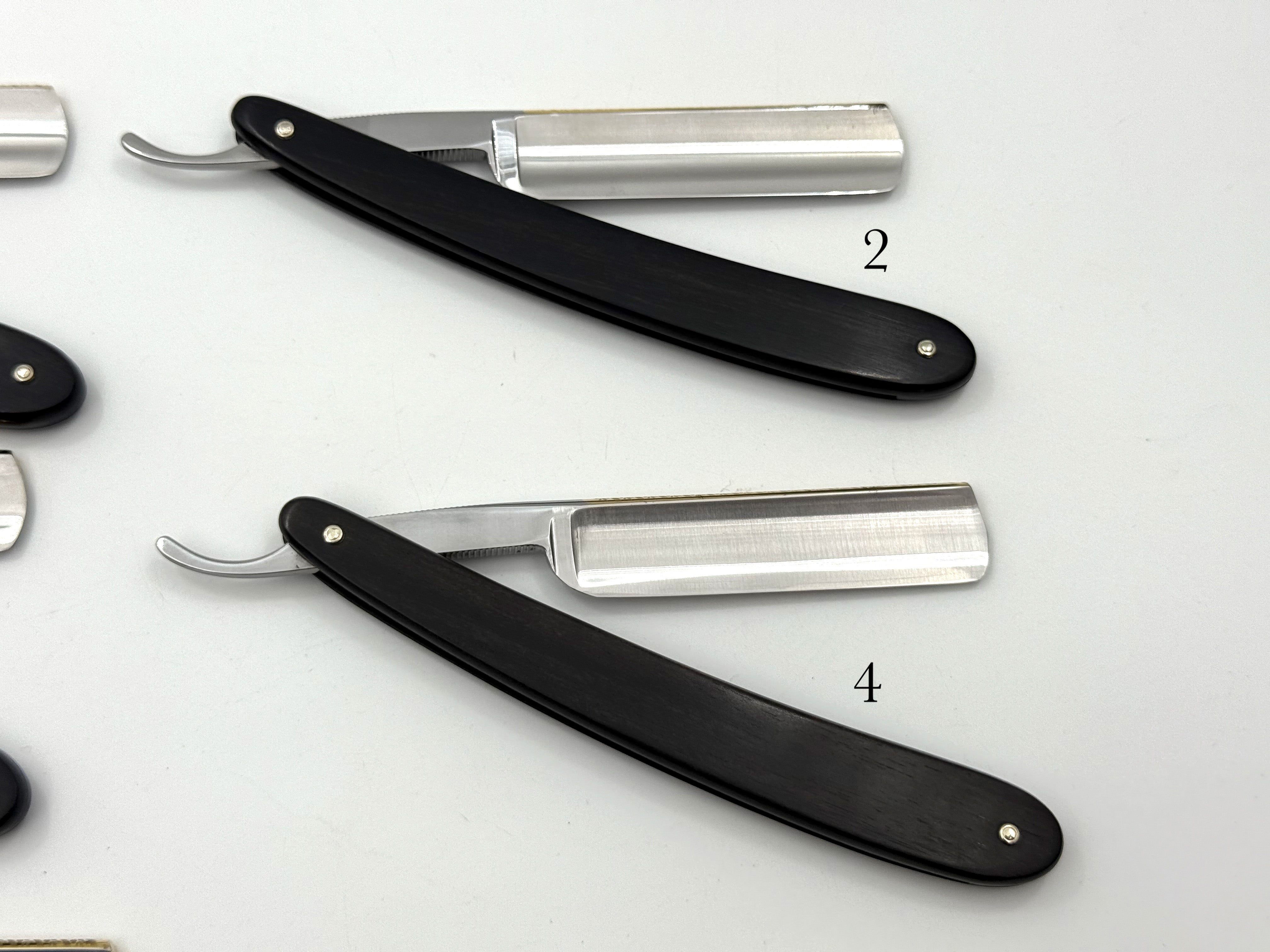 GSG Renewed Dovo "Prima" Ebony Handle 5/8 Etched, Engraved and Gold Washed Full Hollow Solingen Straight Razors (CHOOSE YOUR RAZOR)