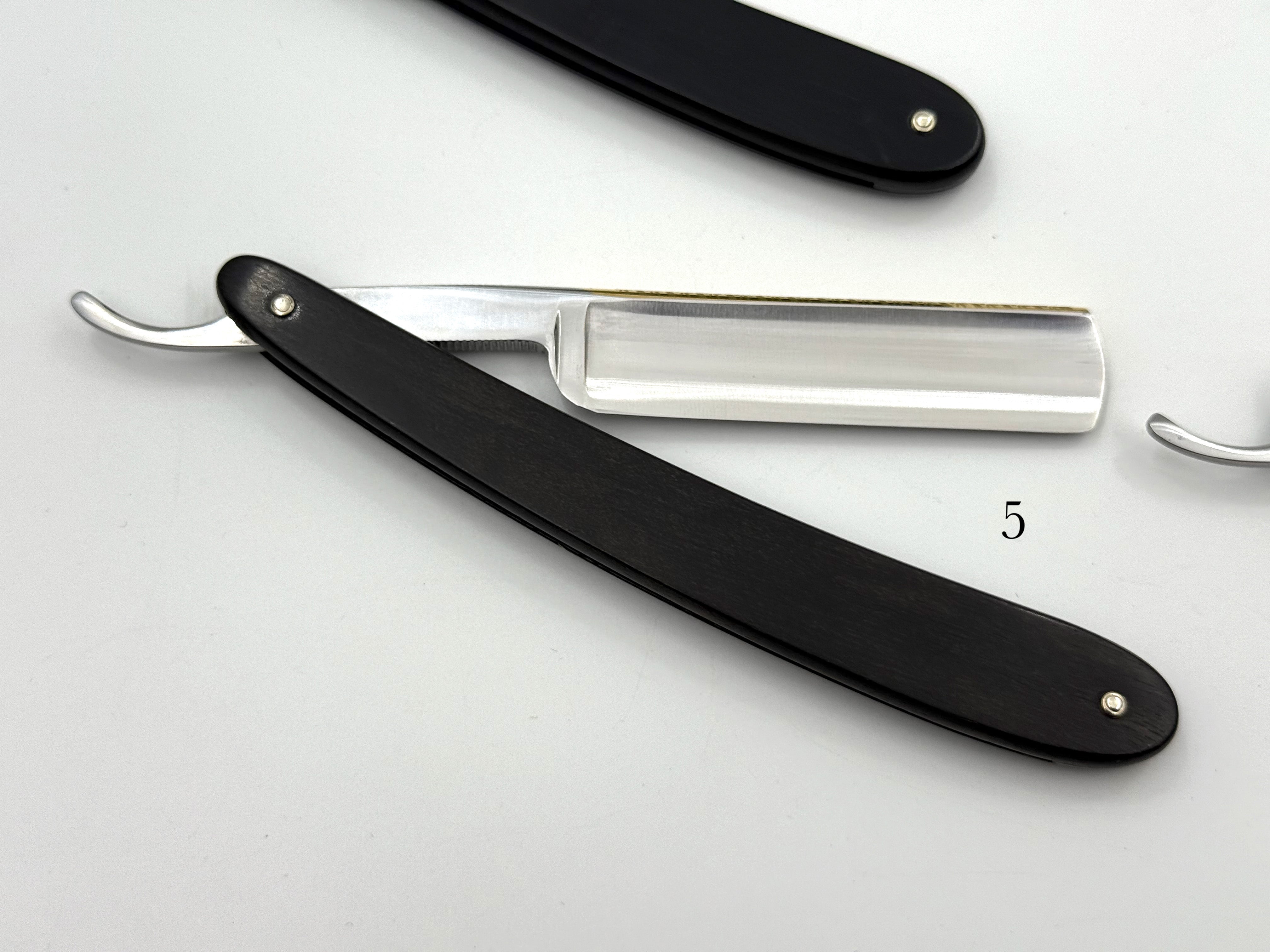 GSG Renewed Dovo "Prima" Ebony Handle 5/8 Etched, Engraved and Gold Washed Full Hollow Solingen Straight Razors (CHOOSE YOUR RAZOR)