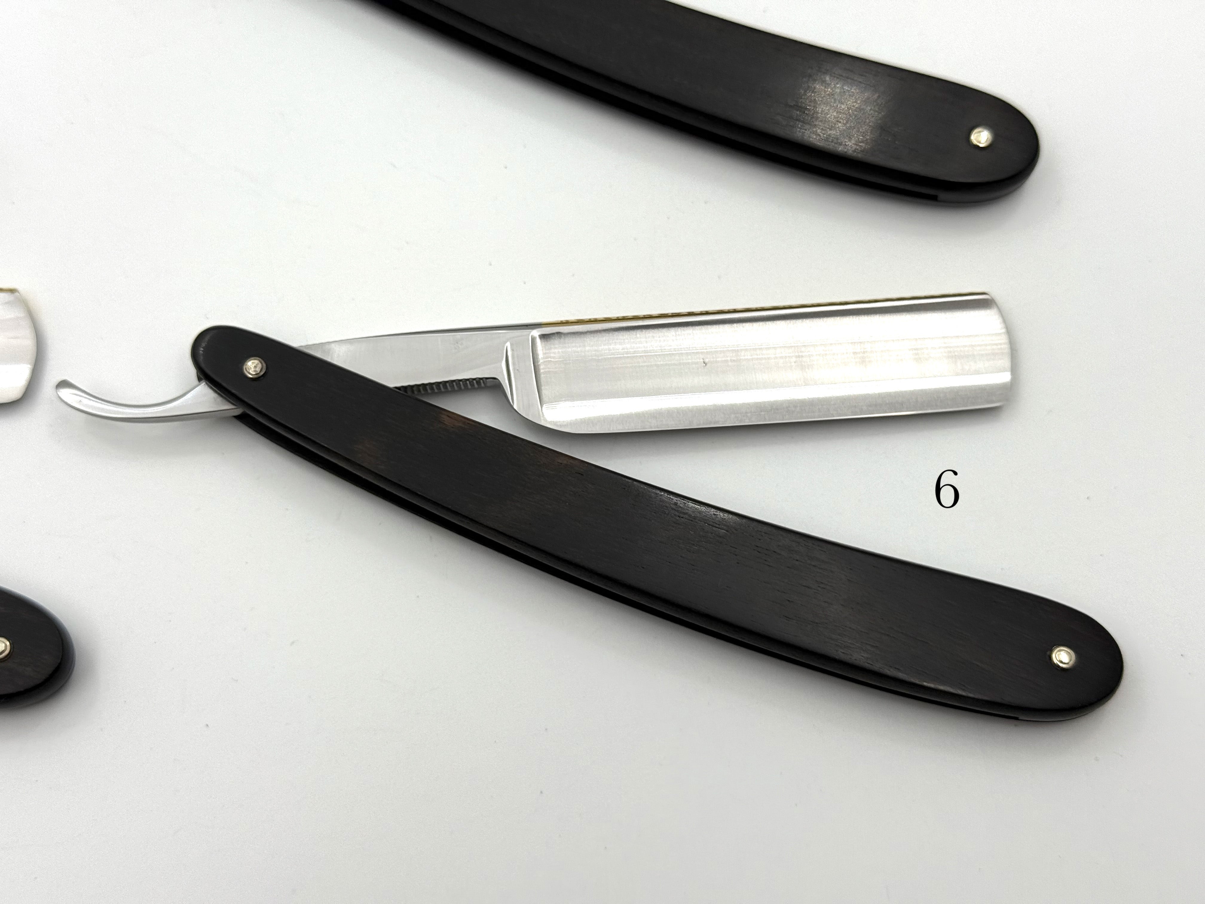 GSG Renewed Dovo "Prima" Ebony Handle 5/8 Etched, Engraved and Gold Washed Full Hollow Solingen Straight Razors (CHOOSE YOUR RAZOR)