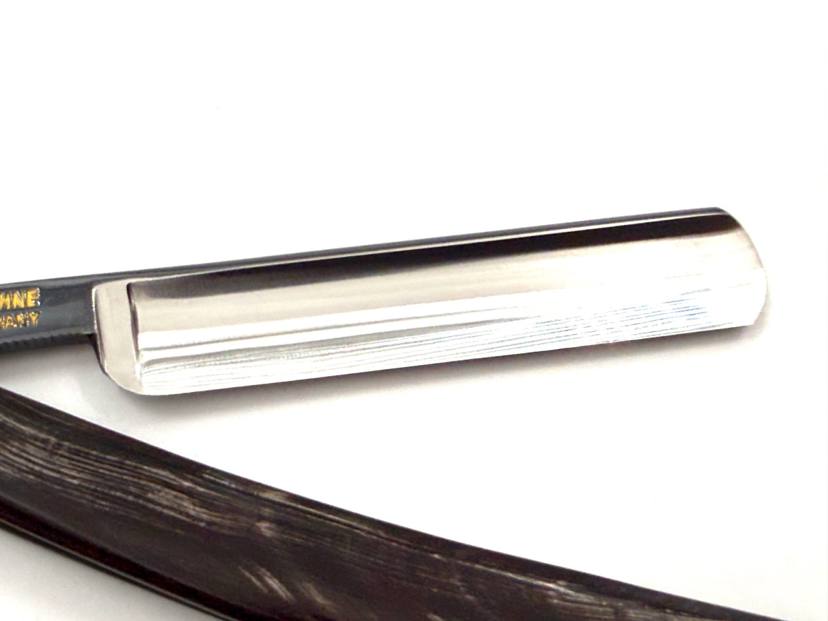 Eicker & Sohne "Heartring" - RARE NOS 9/16 Full Hollow Solingen Straight Razor with Black & White Horn Scales