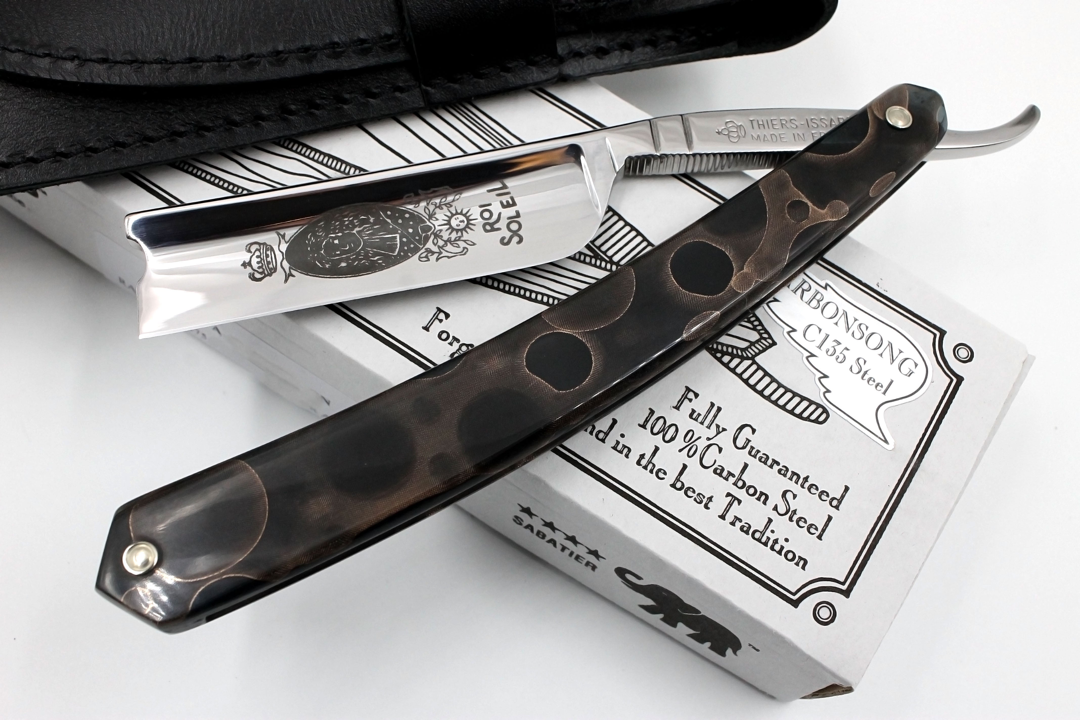 Thiers Issard 6/8 "Roi Soleil" Etch - Composite Moon Scales - Full Hollow Straight Razor
