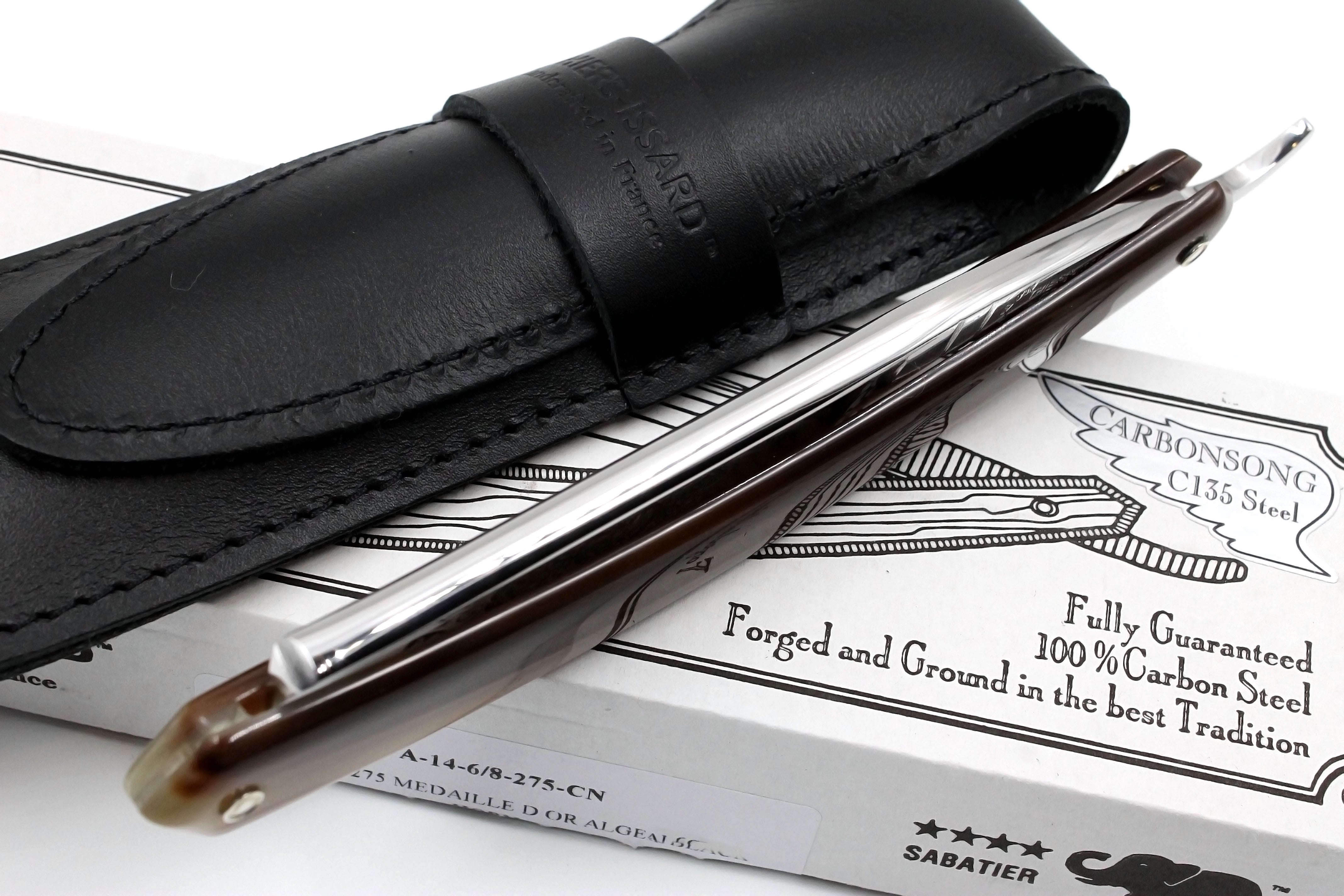 Thiers Issard 6/8 "Medaille d'or Alger" Etch - Blonde Horn Scales - Full Hollow Straight Razor